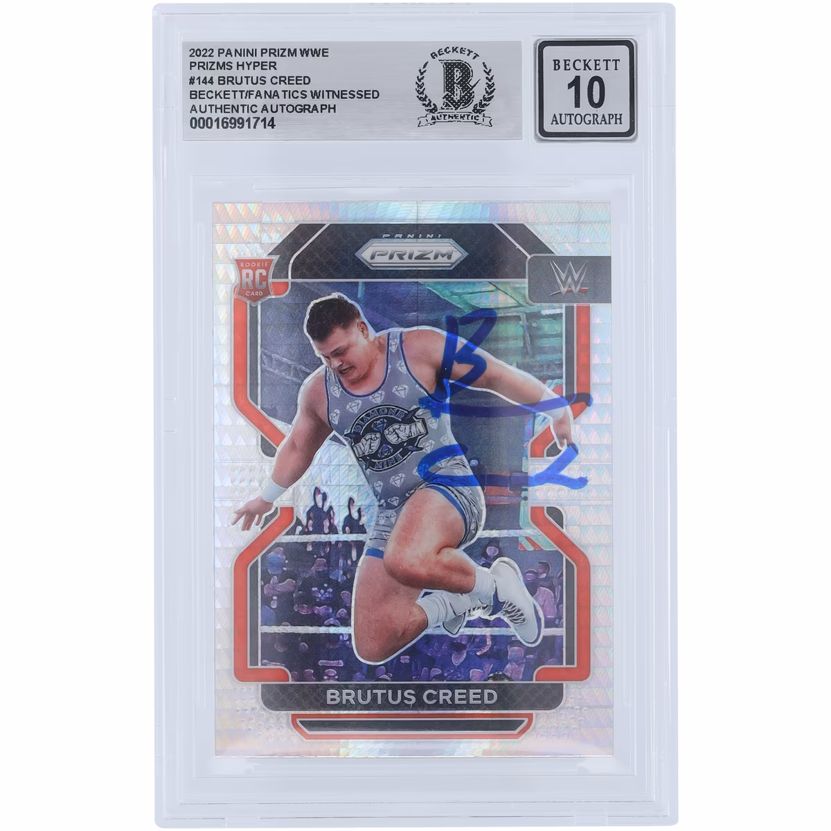 Brutus Creed WWE Autographed 2022 Panini Prizm Hyper Prizm #144 Beckett Fanatics Witnessed Authenticated 10 Rookie Card 5 Brutus Creed WWE Autographed 2022 Panini Prizm Hyper Prizm #144 Beckett Fanatics Witnessed Authenticated 10 Rookie Card