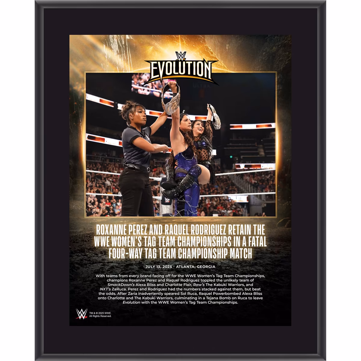 Roxanne Perez & Raquel Rodriguez WWE 10.5" x 13" Evolution 2025 Sublimated Plaque 1 Roxanne Perez & Raquel Rodriguez WWE 10.5" x 13" Evolution 2025 Sublimated Plaque