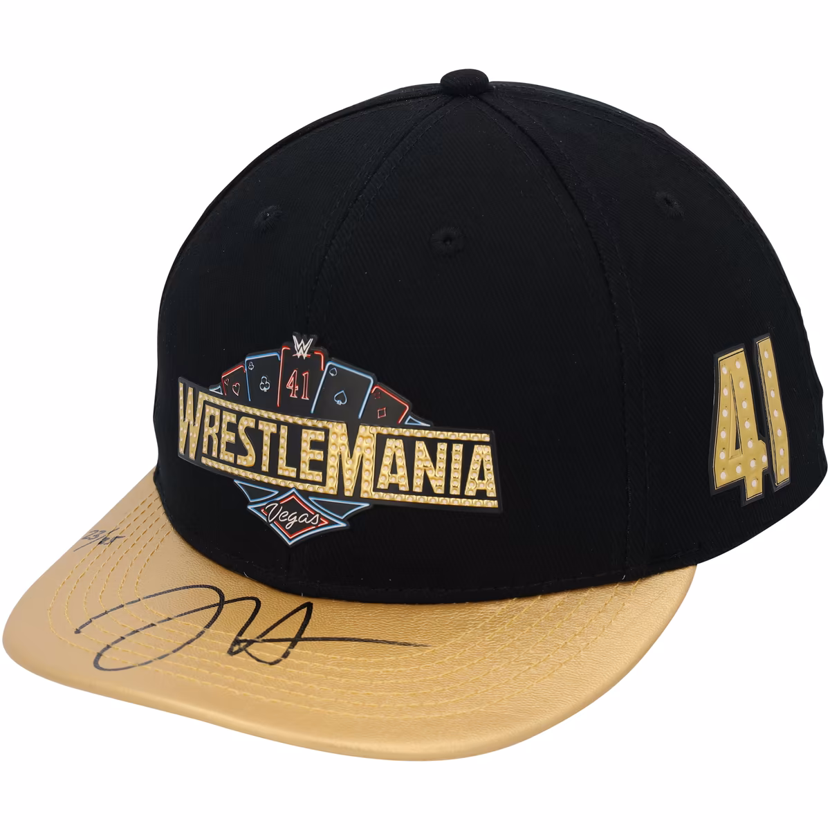 Jey Uso WWE Autographed WrestleMania 41 Gold Brim Snapback Cap - Limited Edition of 25 1 Jey Uso WWE Autographed WrestleMania 41 Gold Brim Snapback Cap - Limited Edition of 25