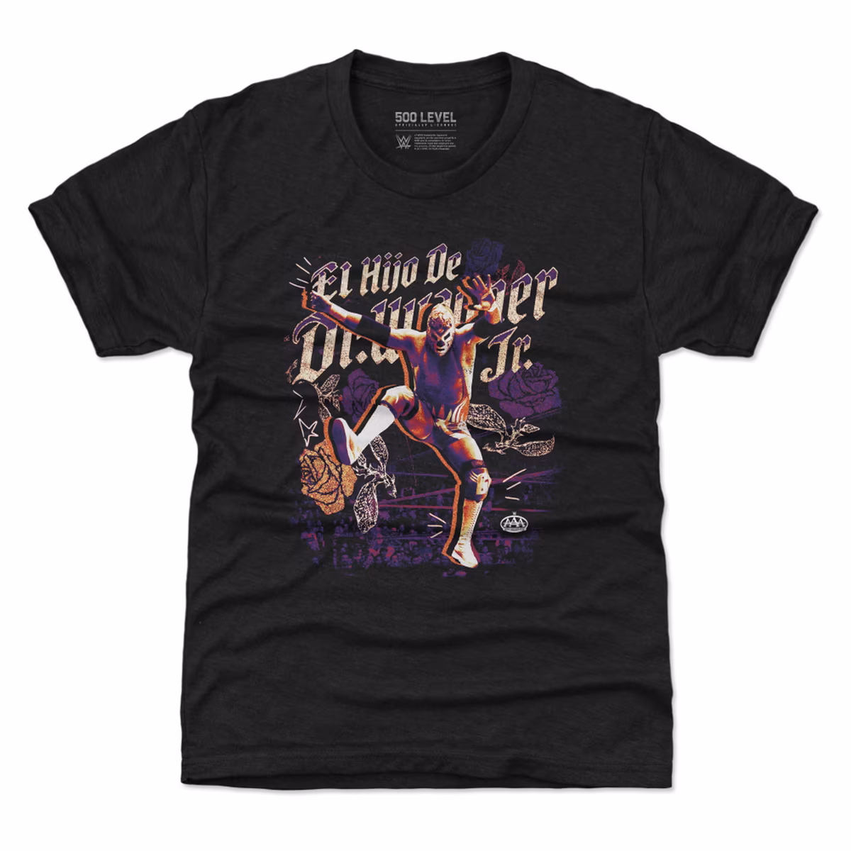 Youth 500 Level Black El Hijo de Dr. Wagner Jr. Poster T-Shirt