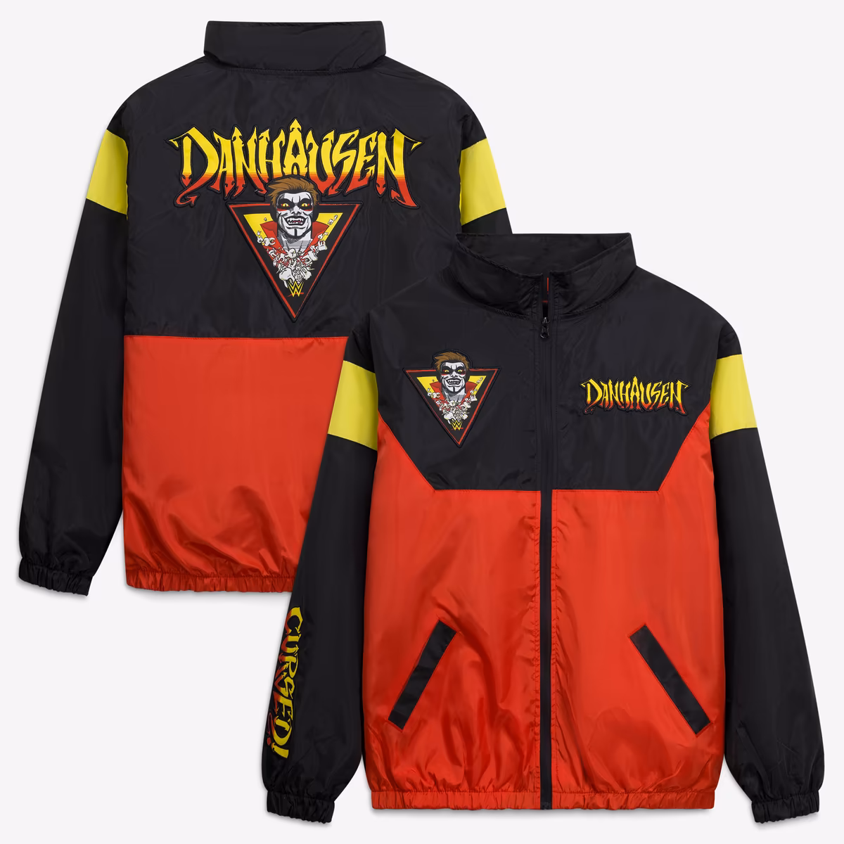 Men's Black/Red Danhausen Cursed! Full-Zip Windbreaker Jacket