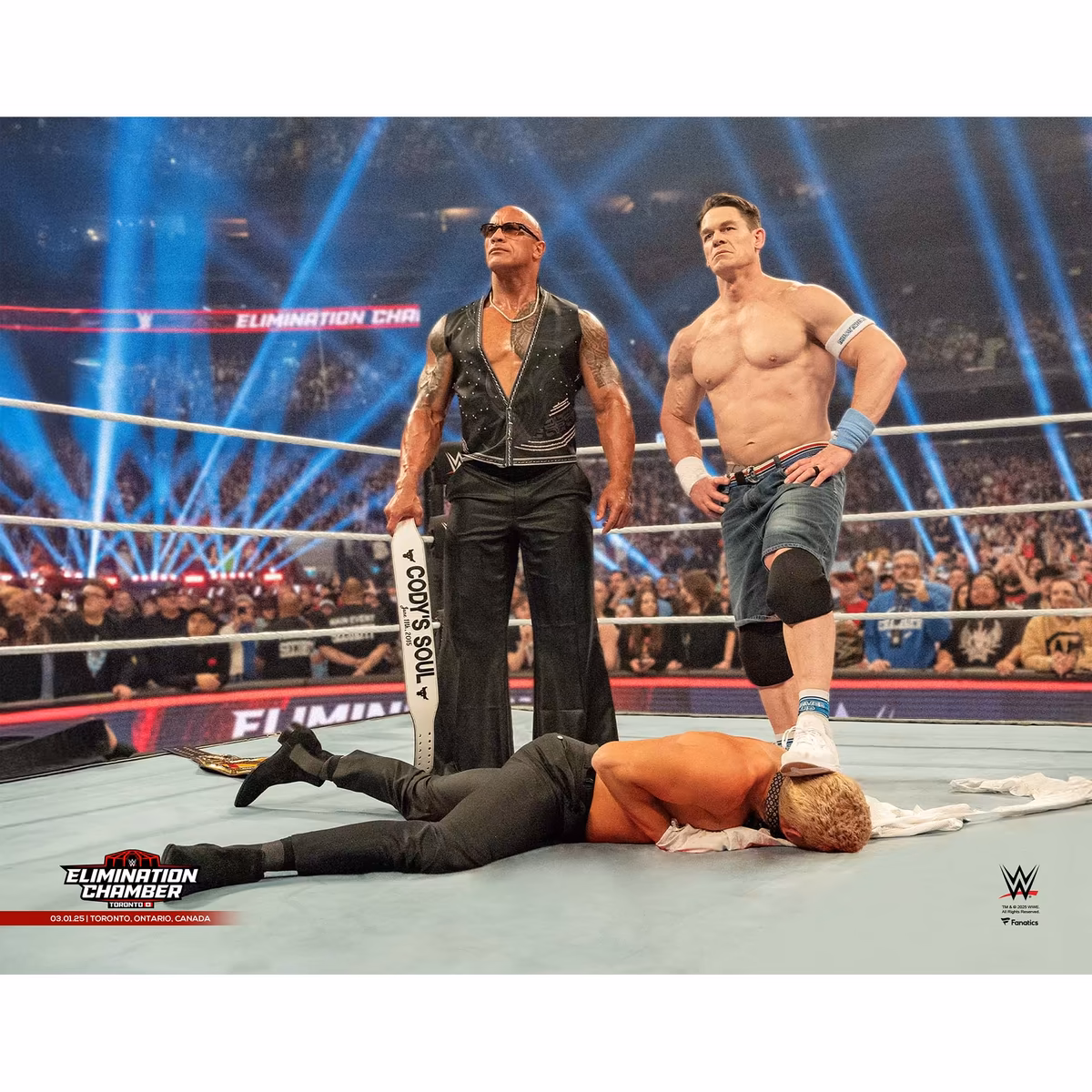 John Cena & The Rock WWE Unsigned 2025 Elimination Chamber In-Ring Photograph