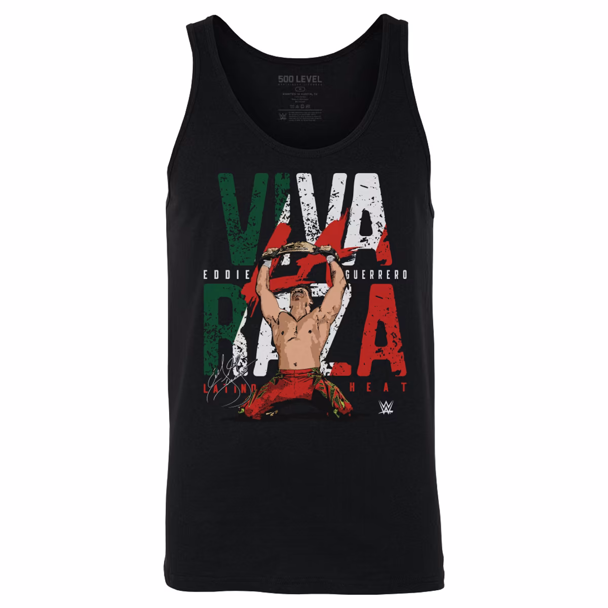 Men's 500 Level Black Eddie Guerrero Viva La Raza Tank Top 2 Men's 500 Level Black Eddie Guerrero Viva La Raza Tank Top