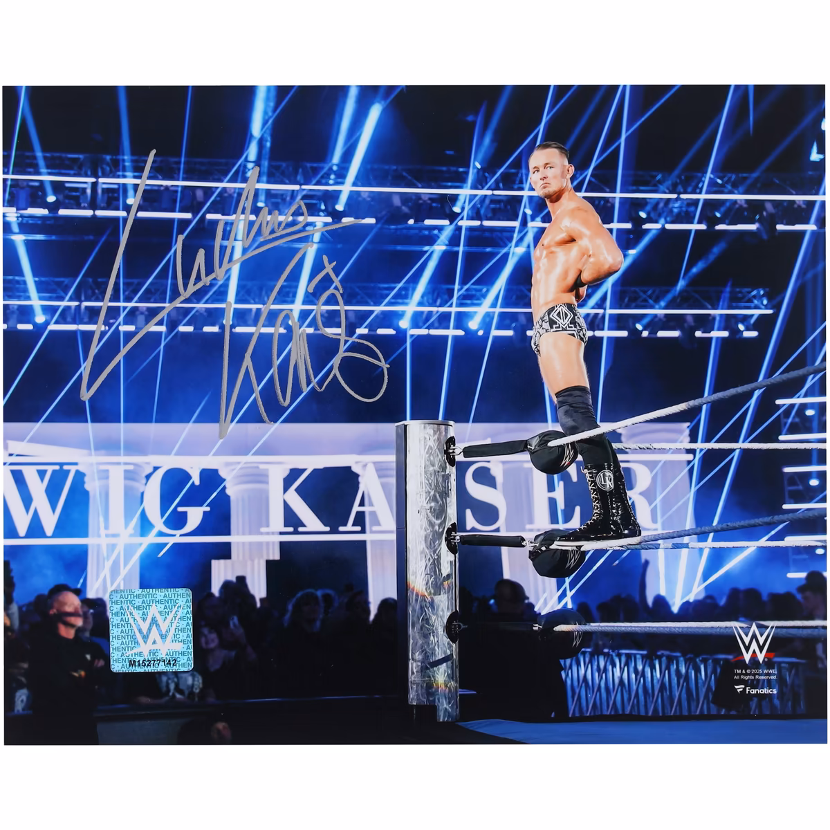 Ludwig Kaiser WWE Autographed 8" x 10" Standing On The Ropes Entrance Photograph 1 Ludwig Kaiser WWE Autographed 8" x 10" Standing On The Ropes Entrance Photograph