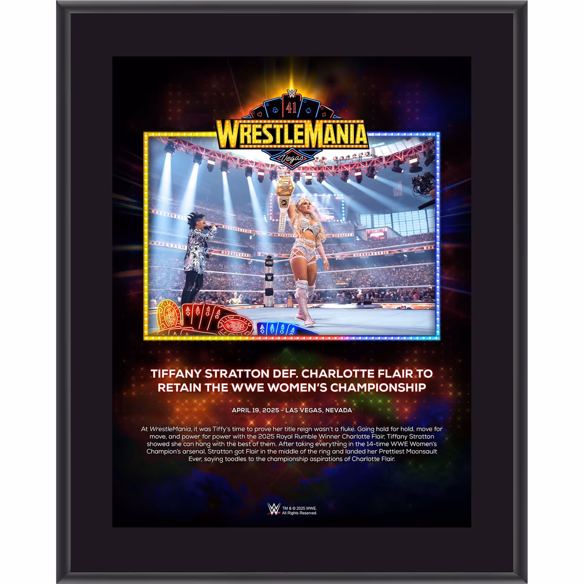 Tiffany Stratton WWE 10.5" x 13" WrestleMania 41 Night 1 Sublimated Plaque