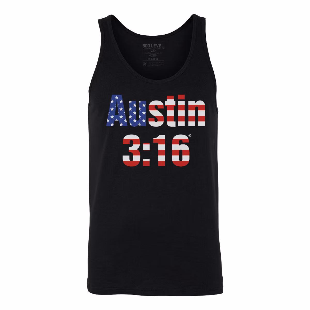 Men's 500 Level Black "Stone Cold" Steve Austin 3:16 American Flag Tank Top 1 Men's 500 Level Black "Stone Cold" Steve Austin 3:16 American Flag Tank Top