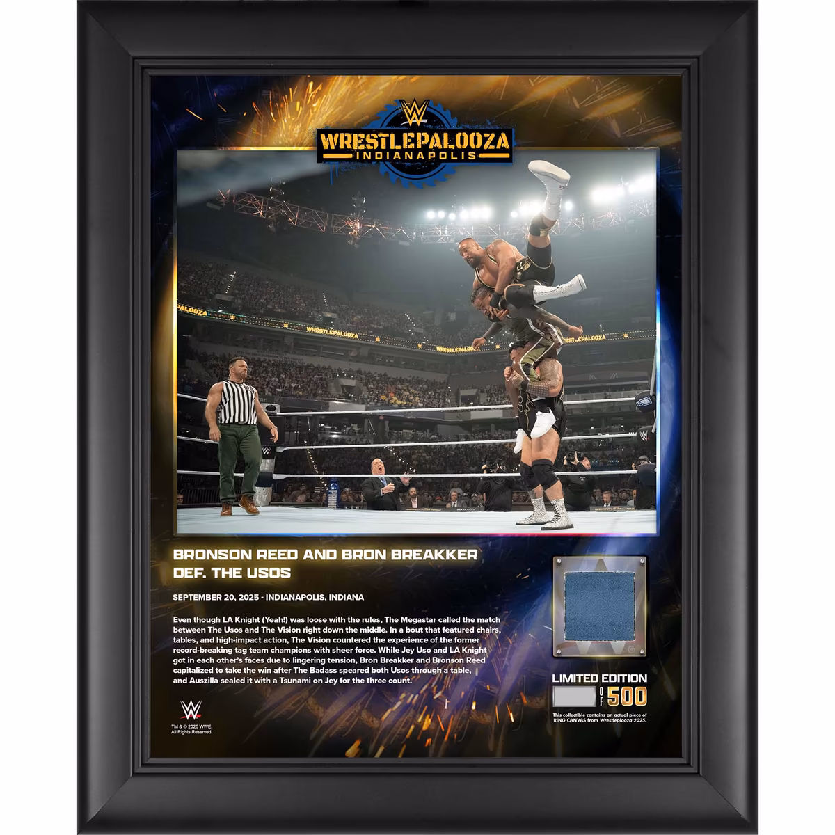 Bron Breakker & Bronson Reed WWE Framed 13" x 16" Wrestlepalooza 2025 Collage with a Piece of Match-Used Canvas - Limited Edition of 500 1 Bron Breakker & Bronson Reed WWE Framed 13" x 16" Wrestlepalooza 2025 Collage with a Piece of Match-Used Canvas - Limited Edition of 500