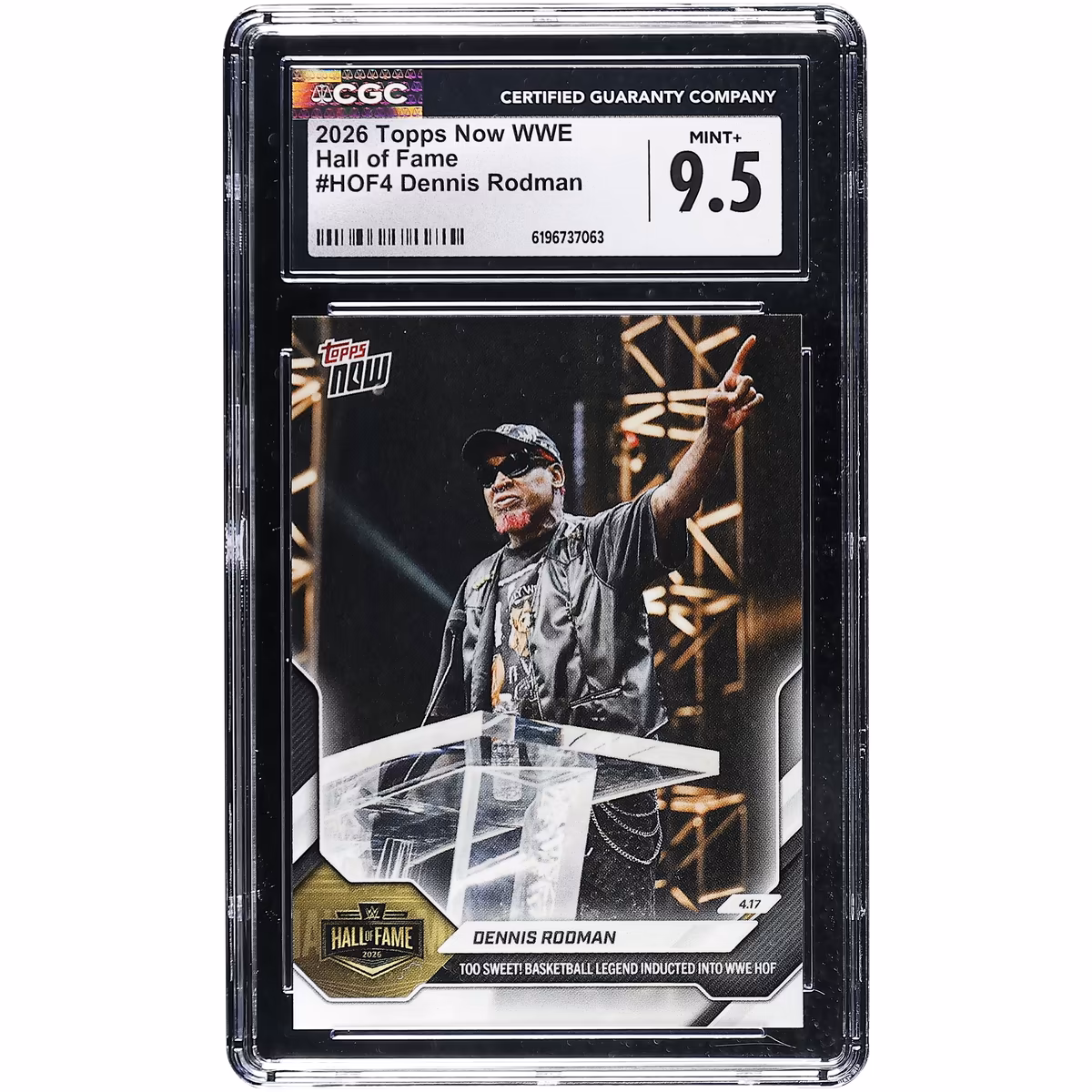 Dennis Rodman WWE 2026 Topps Now WWE Hall of Fame #HOF4 CGC Authenticated MINT+ 9.5 Card 2 Dennis Rodman WWE 2026 Topps Now WWE Hall of Fame #HOF4 CGC Authenticated MINT+ 9.5 Card