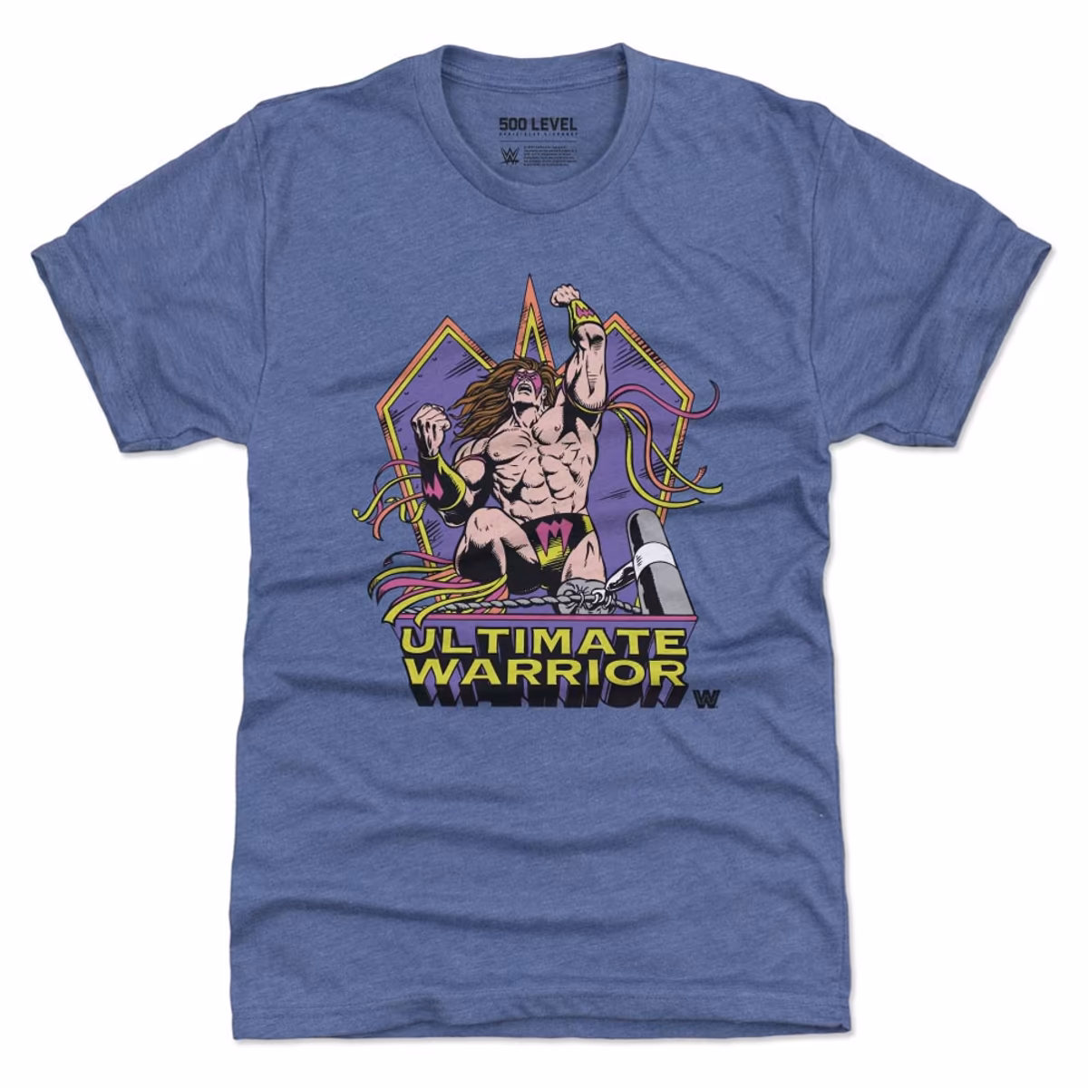 Men's 500 Level Heather Royal The Ultimate Warrior Retro Vector Tri-Blend T-Shirt 8 Men's 500 Level Heather Royal The Ultimate Warrior Retro Vector Tri-Blend T-Shirt