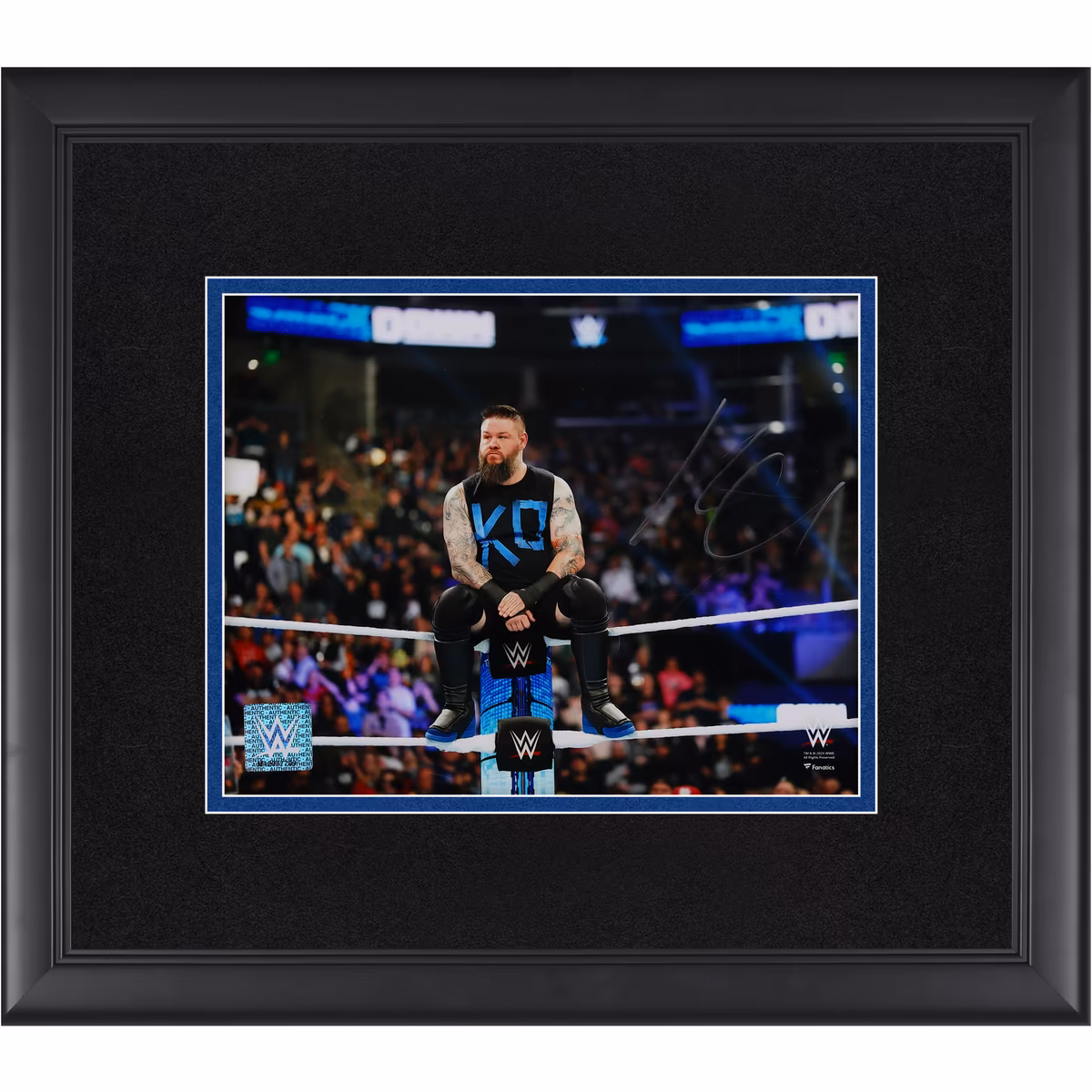 Kevin Owens WWE Framed Autographed 8'' x 10'' Sitting on Turnbuckle Photograph