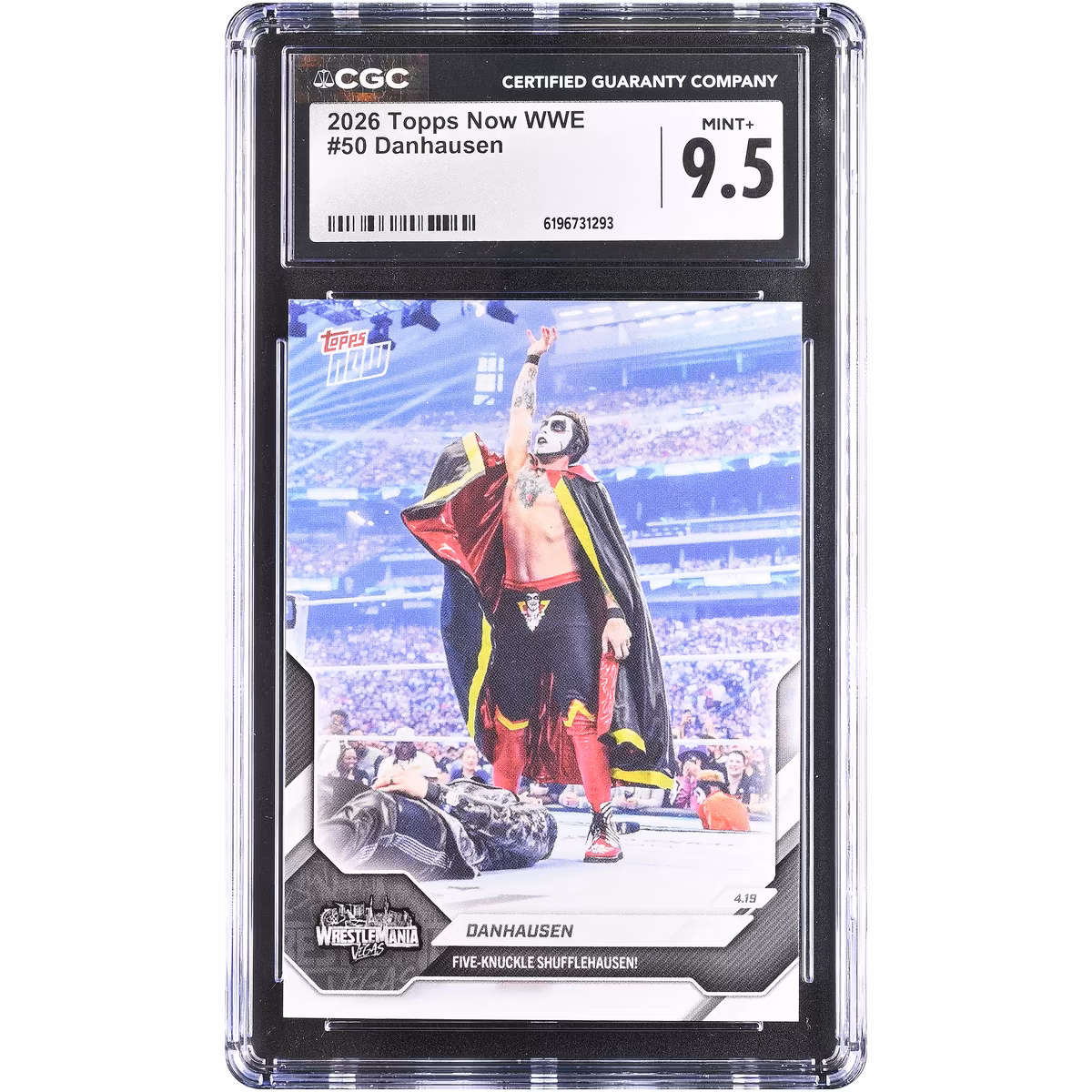 Danhausen WWE 2026 Topps Now WWE Five-Knuckle ShuffleHausen! #50 CGC Authenticated MINT+ 9.5 Card