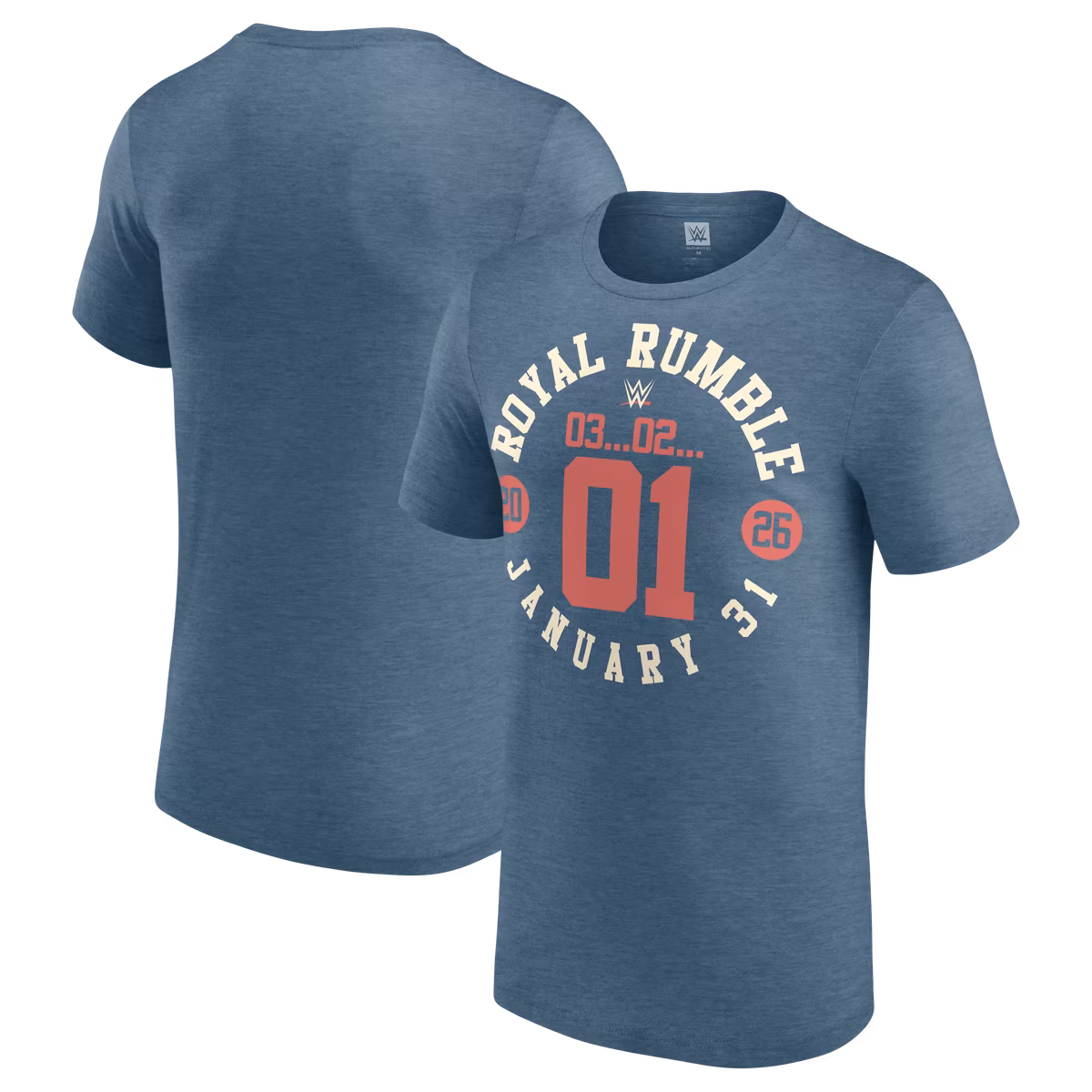Men's Heather Blue Royal Rumble 2026 Circle Logo T-Shirt 2 Men's Heather Blue Royal Rumble 2026 Circle Logo T-Shirt