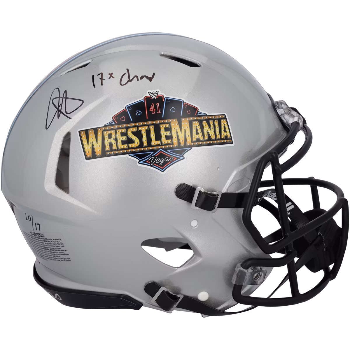 John Cena WWE Autographed Riddell WrestleMania 41 Speed Authentic Helmet with "17x Champ" Inscription - Limited Edition of 17 9 John Cena WWE Autographed Riddell WrestleMania 41 Speed Authentic Helmet with "17x Champ" Inscription - Limited Edition of 17