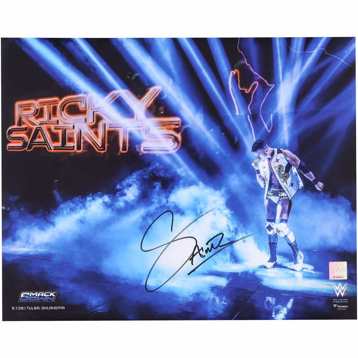 Ricky Saints WWE Autographed 16" x 20" SmackDown Debut Photograph