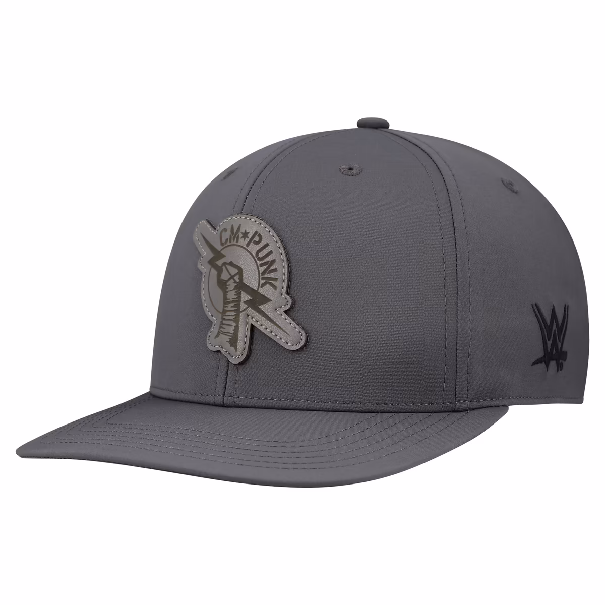 Men's Dark Grey CM Punk WWE Lightening Bolt Leather Patch Back 9 Snapback Hat 2 Men's Dark Grey CM Punk WWE Lightening Bolt Leather Patch Back 9 Snapback Hat