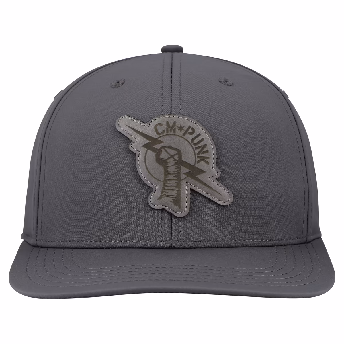 Men's Dark Grey CM Punk WWE Lightening Bolt Leather Patch Back 9 Snapback Hat 3 Men's Dark Grey CM Punk WWE Lightening Bolt Leather Patch Back 9 Snapback Hat
