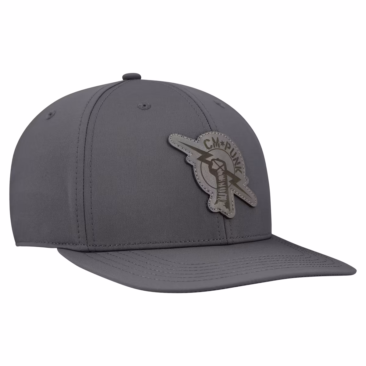 Men's Dark Grey CM Punk WWE Lightening Bolt Leather Patch Back 9 Snapback Hat 4 Men's Dark Grey CM Punk WWE Lightening Bolt Leather Patch Back 9 Snapback Hat