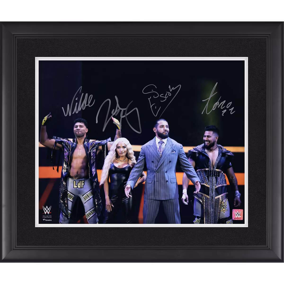 Santos Escobar, Joaquin Wilde, Cruz Del Toro, and Zelina Vega Legado Del Fantasma WWE Autographed Framed 16" x 20" Entrance Photograph
