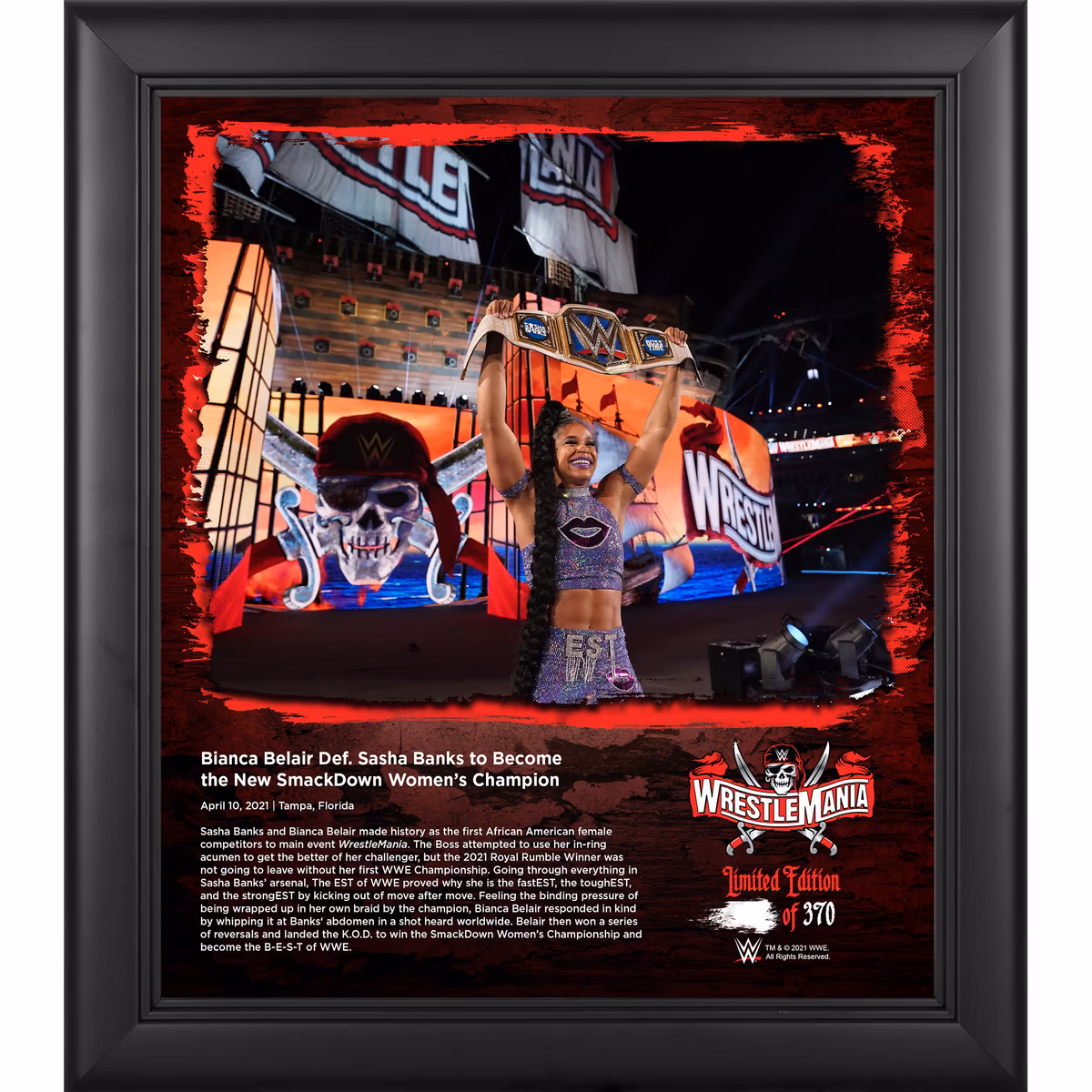 Bianca Belair WWE Framed 15'' x 17'' WrestleMania 37 Collage - Limited Edition of 370 2 Bianca Belair WWE Framed 15'' x 17'' WrestleMania 37 Collage - Limited Edition of 370