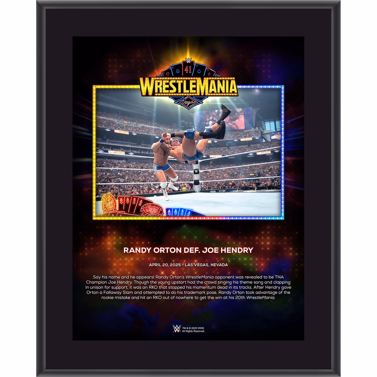 Randy Orton WWE 10.5" x 13" WrestleMania 41 Night 2 Sublimated Plaque 8 Randy Orton WWE 10.5" x 13" WrestleMania 41 Night 2 Sublimated Plaque