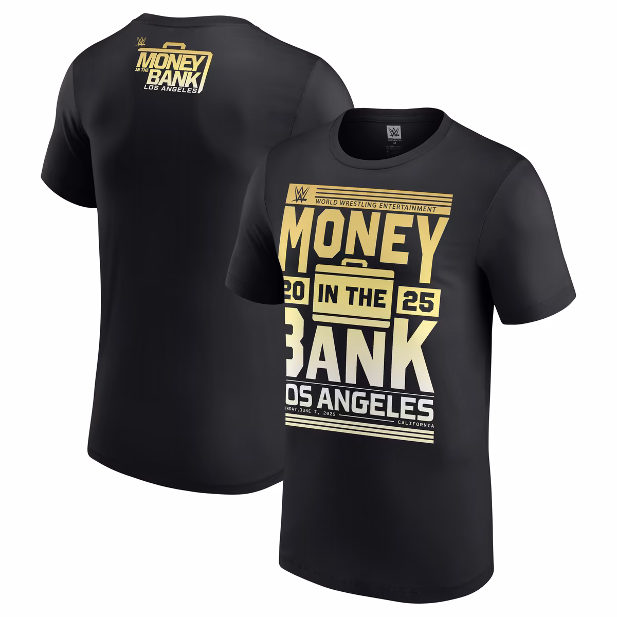 Men's Black Money in the Bank 2025 LA Gold Block T-Shirt 18 Men's Black Money in the Bank 2025 LA Gold Block T-Shirt