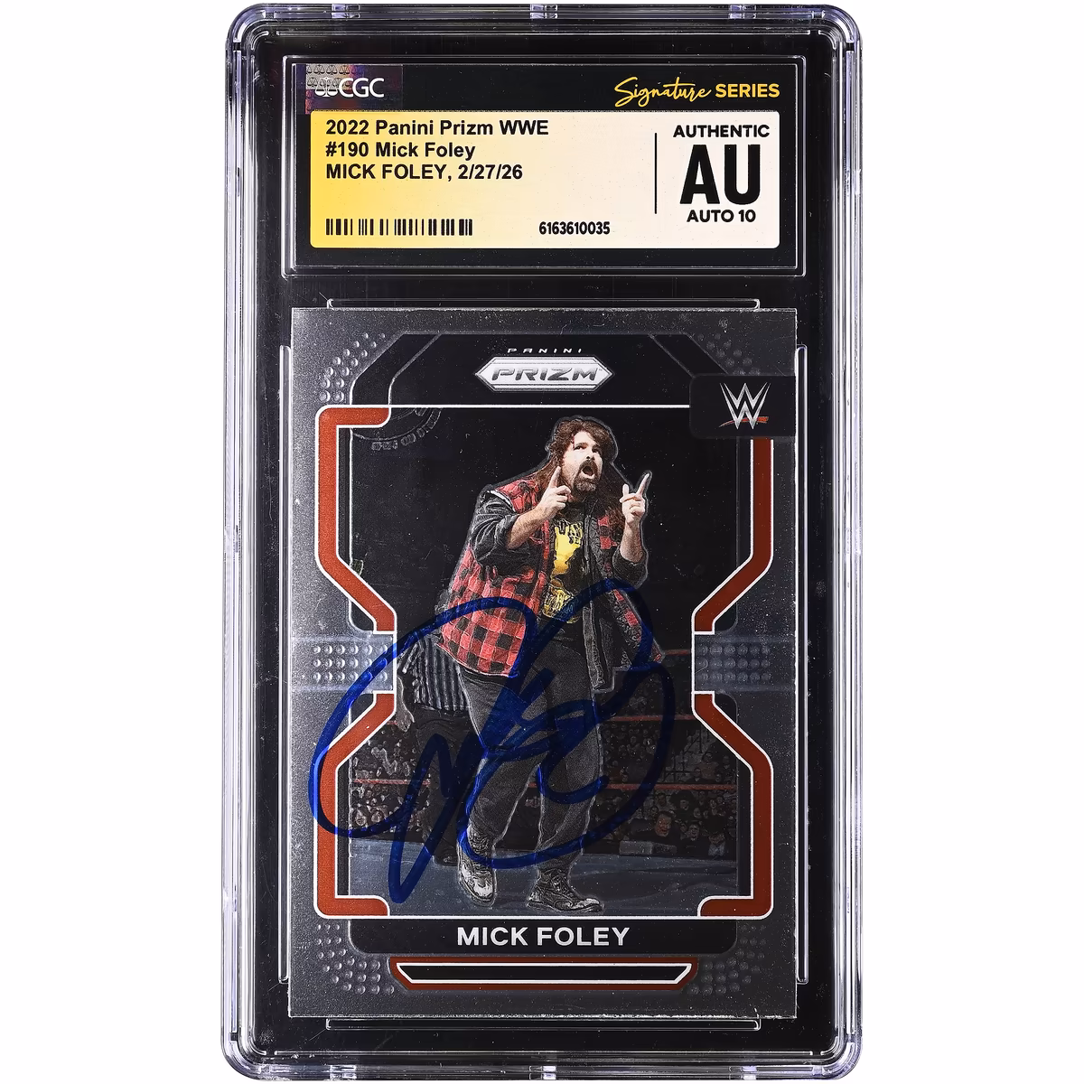 Mick Foley WWE Autographed 2022 Panini Prizm WWE #190 CGC Authenticated Auto 10 Card 5 Mick Foley WWE Autographed 2022 Panini Prizm WWE #190 CGC Authenticated Auto 10 Card