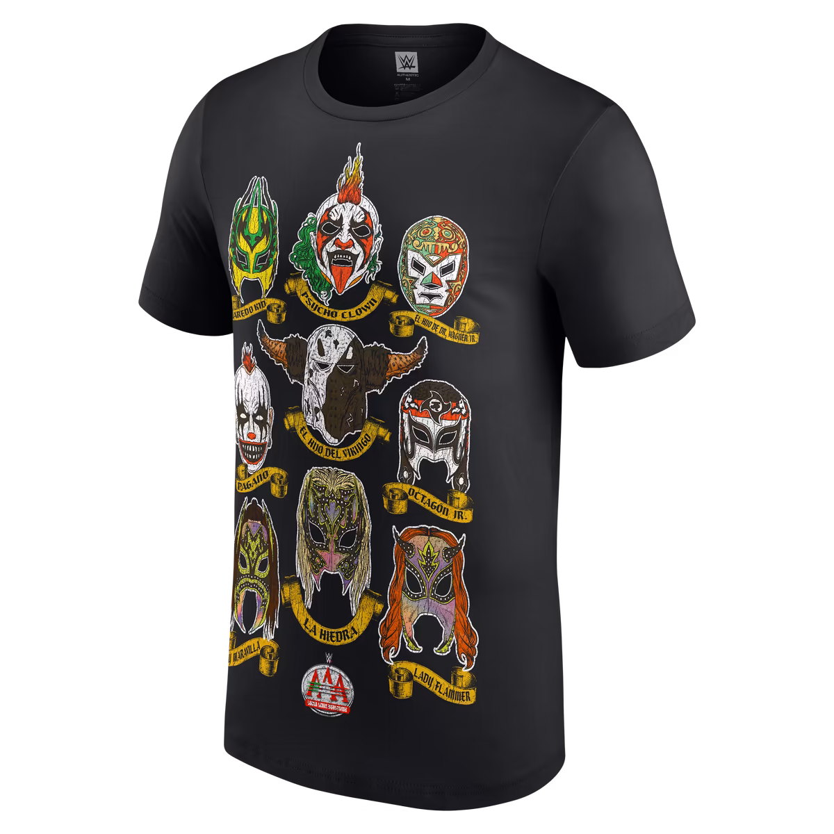 Men's Black AAA Luchadores Masks T-Shirt 3 Men's Black AAA Luchadores Masks T-Shirt