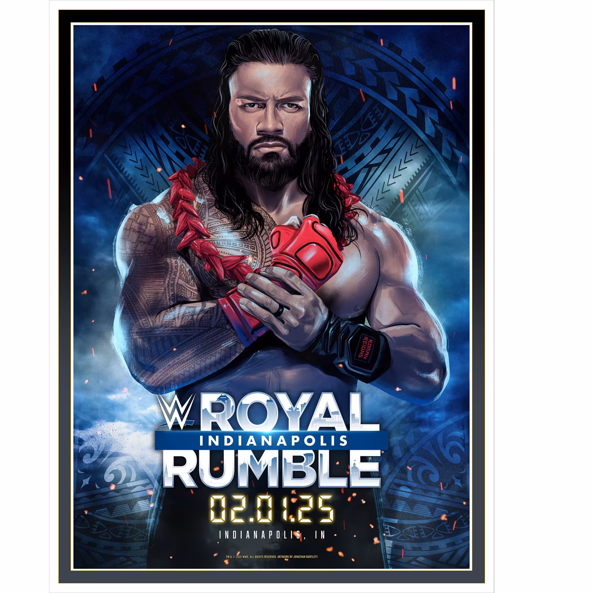 Roman Reigns WWE Unsigned 18" x 24" 2025 Royal Rumble Jonathan Bartlett Art Print 1 Roman Reigns WWE Unsigned 18" x 24" 2025 Royal Rumble Jonathan Bartlett Art Print