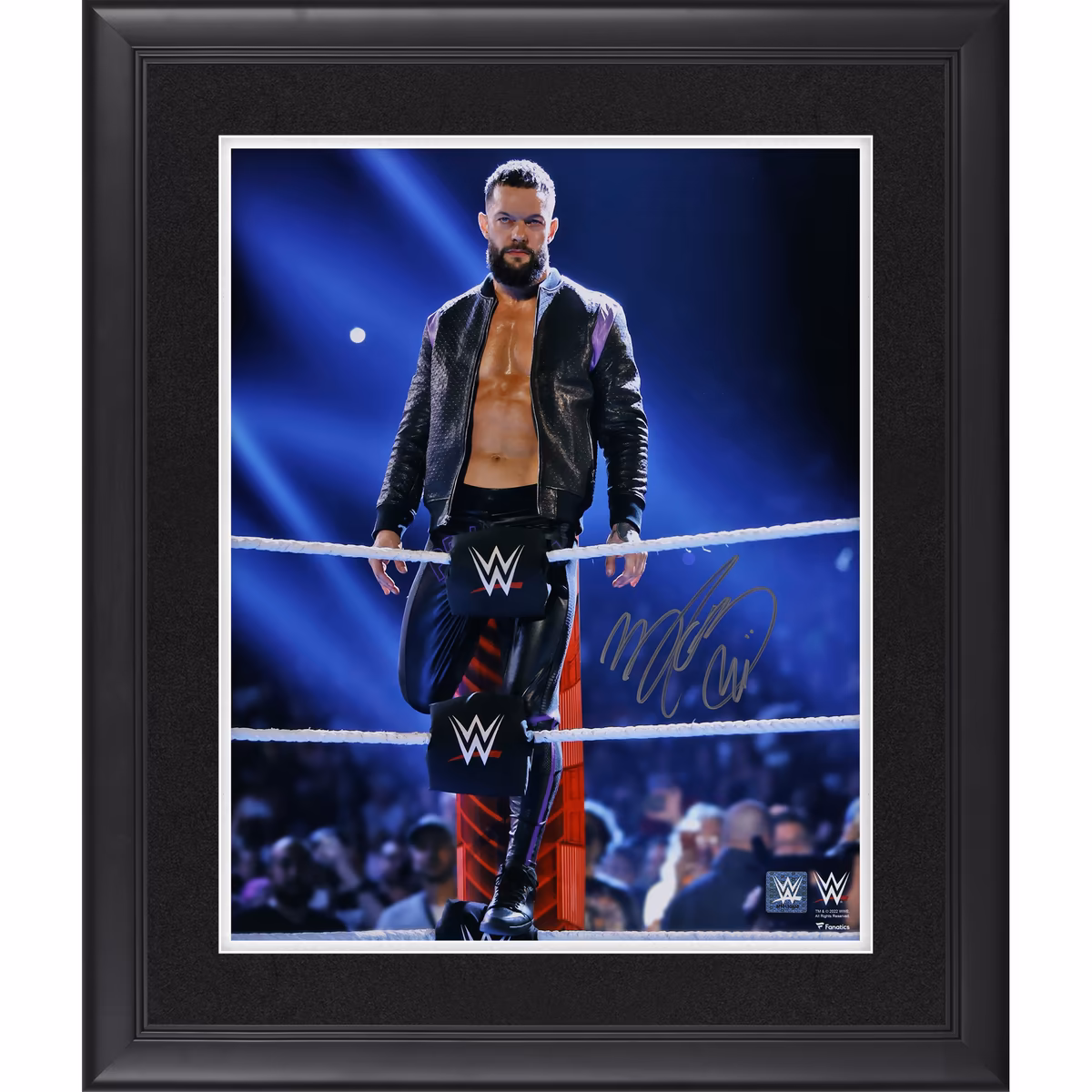 Finn Bálor WWE Autographed Framed 16" x 20" Sitting on Top Turnbuckle with Jacket On Photograph 1 Finn Bálor WWE Autographed Framed 16" x 20" Sitting on Top Turnbuckle with Jacket On Photograph