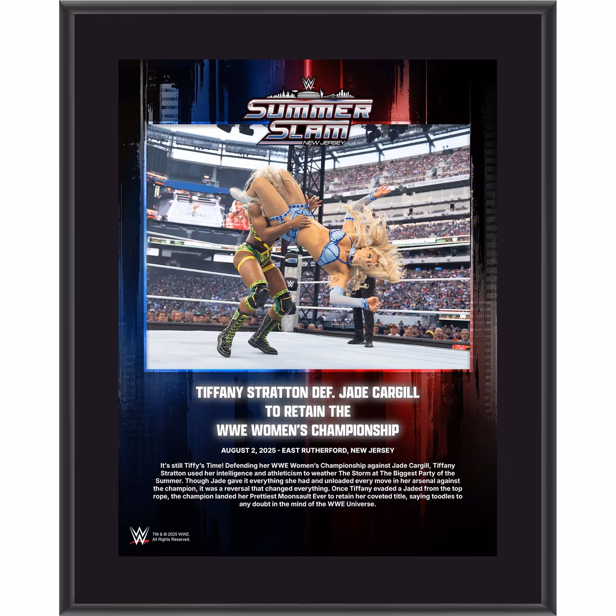 Tiffany Stratton WWE 10.5" x 13" 2025 SummerSlam Night 1 Sublimated Plaque