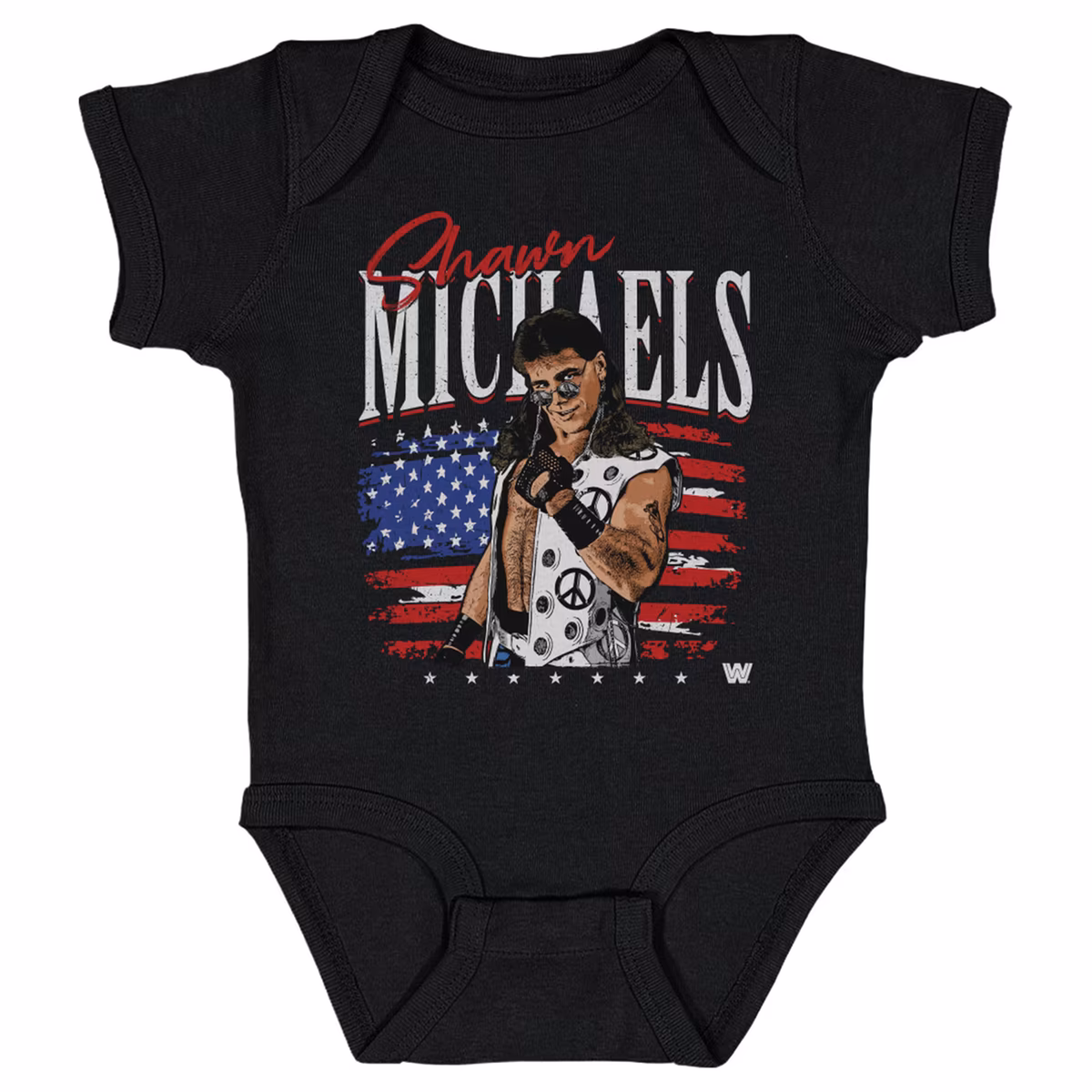 Infant 500 Level Black Shawn Michaels American Flag Bodysuit