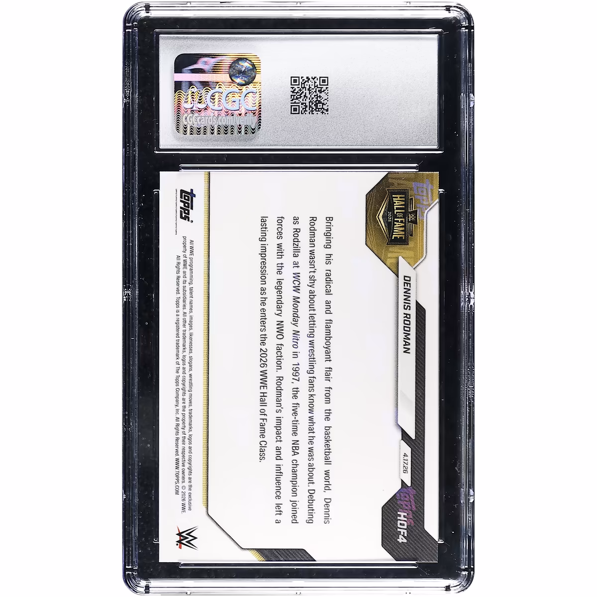 Dennis Rodman WWE 2026 Topps Now WWE Hall of Fame #HOF4 CGC Authenticated GEM MINT 10 Card 3 Dennis Rodman WWE 2026 Topps Now WWE Hall of Fame #HOF4 CGC Authenticated GEM MINT 10 Card