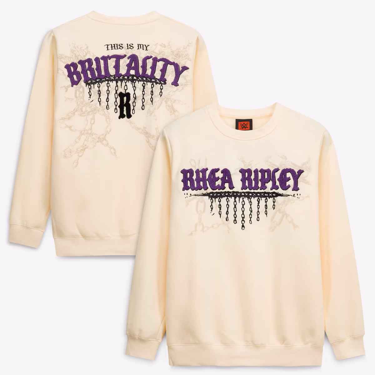 Men's Cream Rhea Ripley This Is My Brutality Bone Sweatshirt 3 Men's Cream Rhea Ripley This Is My Brutality Bone Sweatshirt