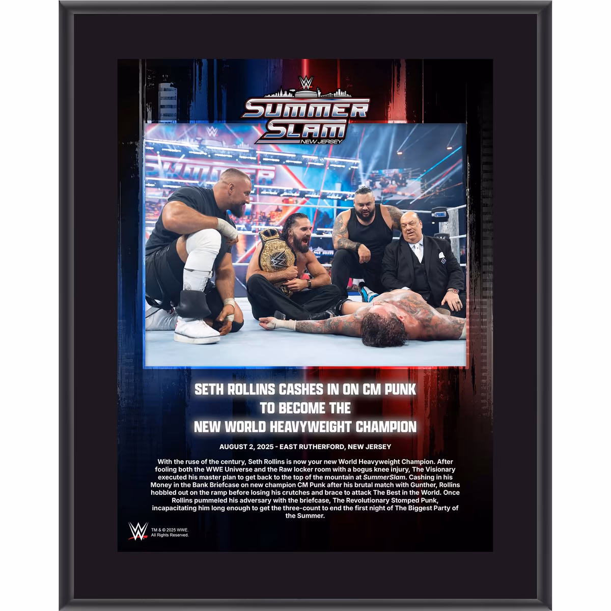 Seth "Freakin" Rollins WWE 10.5" x 13" 2025 SummerSlam Night 1 Sublimated Plaque