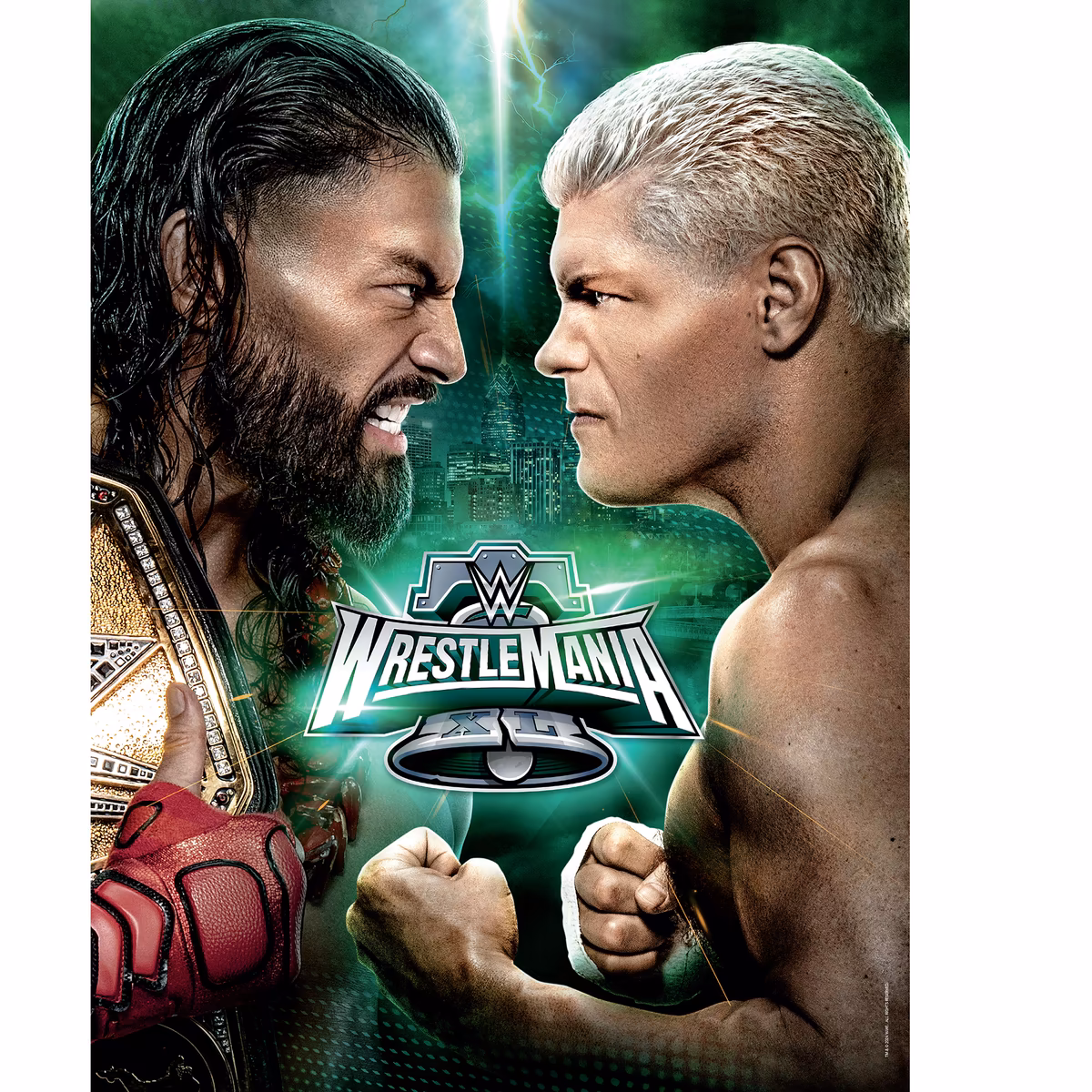 WWE WrestleMania 40 18" x 24" Roman Reigns vs. Cody Rhodes Match-Up Graphic Photograph