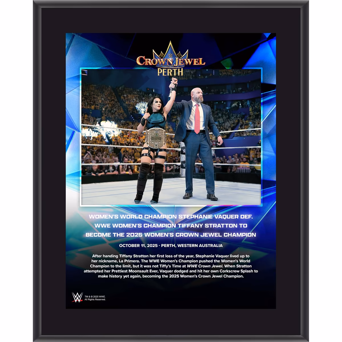 Stephanie Vaquer WWE 10.5" x 13" 2025 Crown Jewel Sublimated Plaque