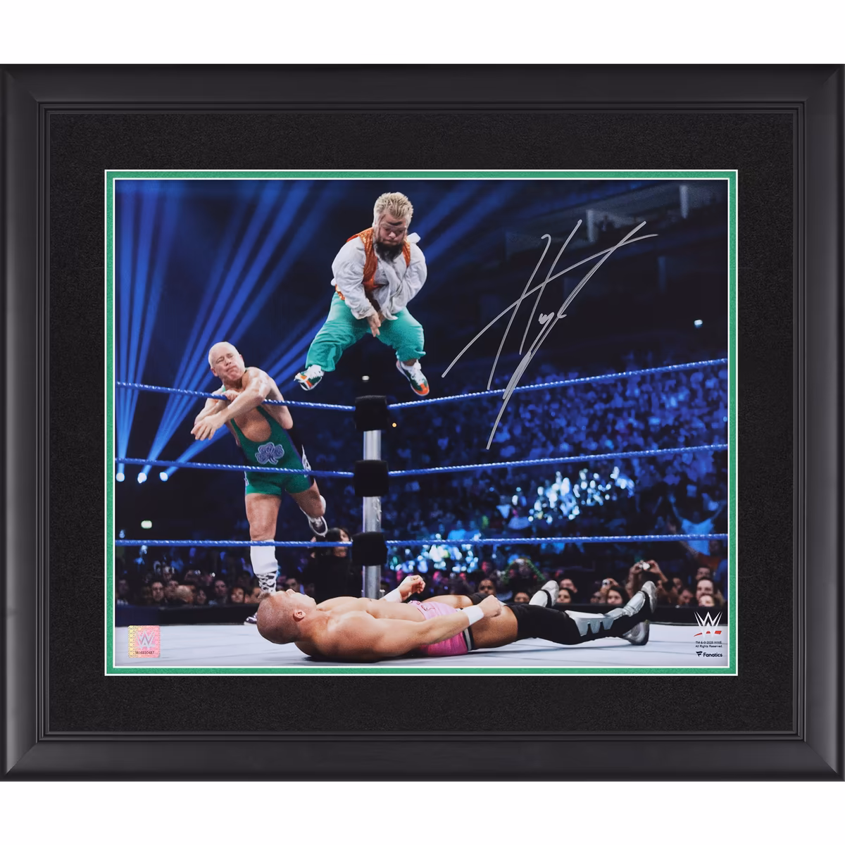 Hornswoggle WWE Autographed Framed 16" x 20" Top Rope Dive Photograph