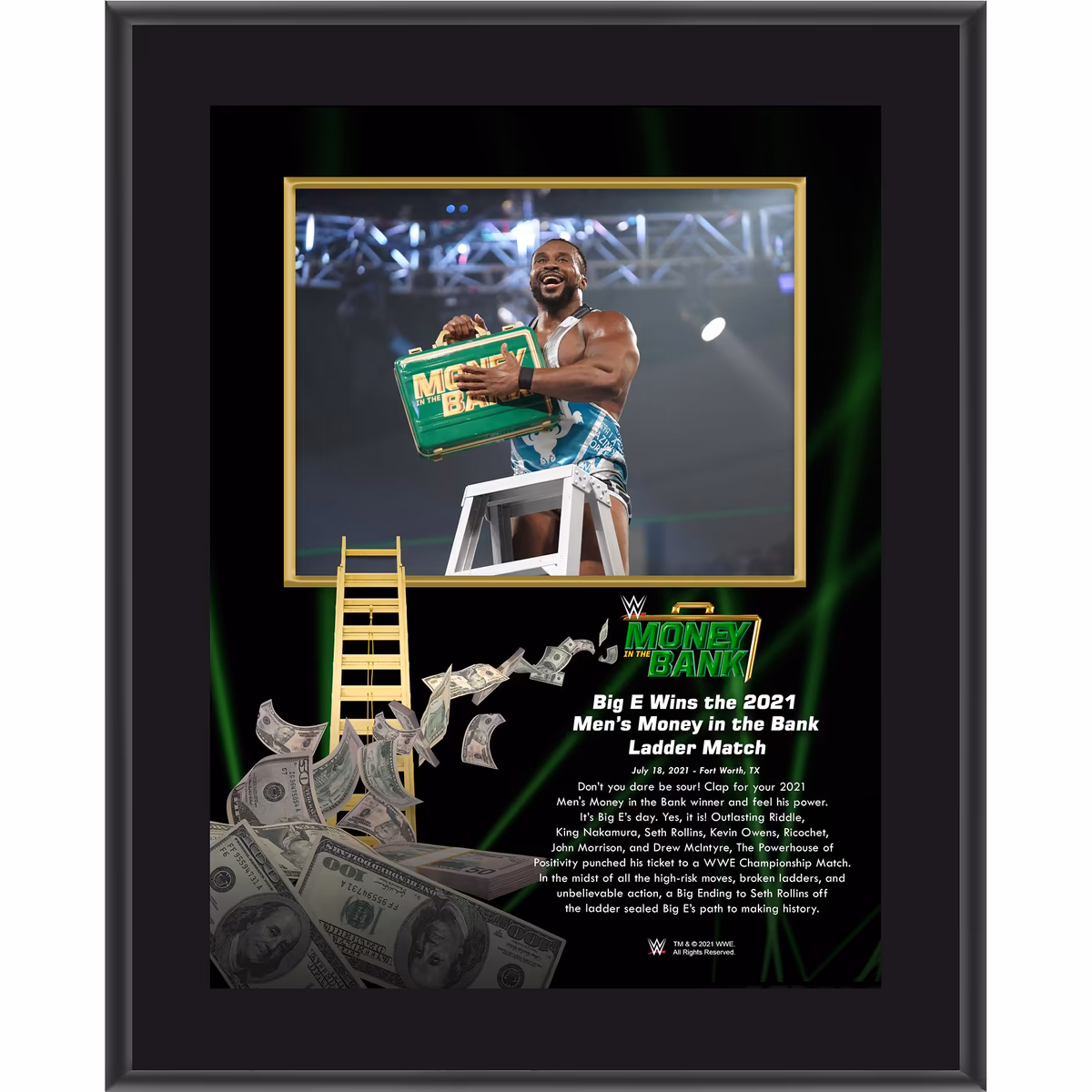 Big E WWE Framed 10.5'' x 13'' 2021 Money In The Bank Collage