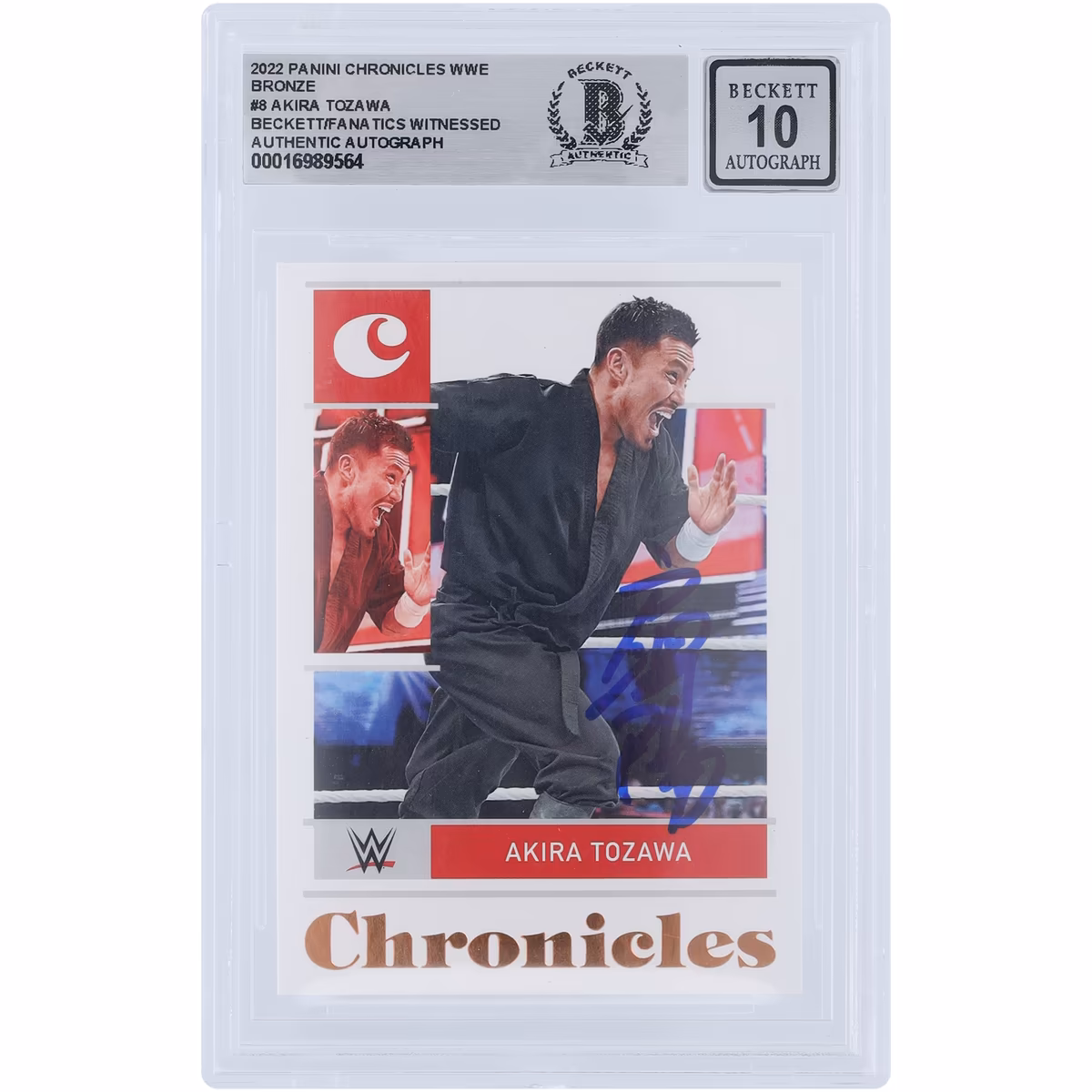 Akira Tozawa WWE Autographed 2022 Panini Chronicles Bronze #8 Beckett Fanatics Witnessed Authenticated 10 Card 2 Akira Tozawa WWE Autographed 2022 Panini Chronicles Bronze #8 Beckett Fanatics Witnessed Authenticated 10 Card