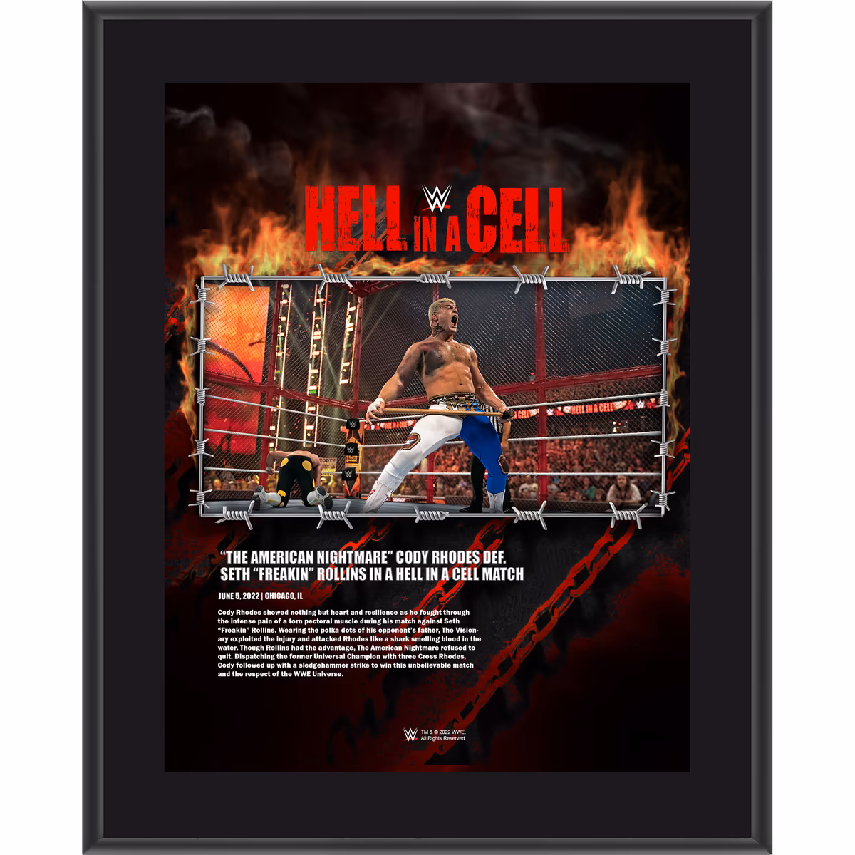 Cody Rhodes 10.5" x 13" 2022 Hell in a Cell Sublimated Plaque 1 Cody Rhodes 10.5" x 13" 2022 Hell in a Cell Sublimated Plaque