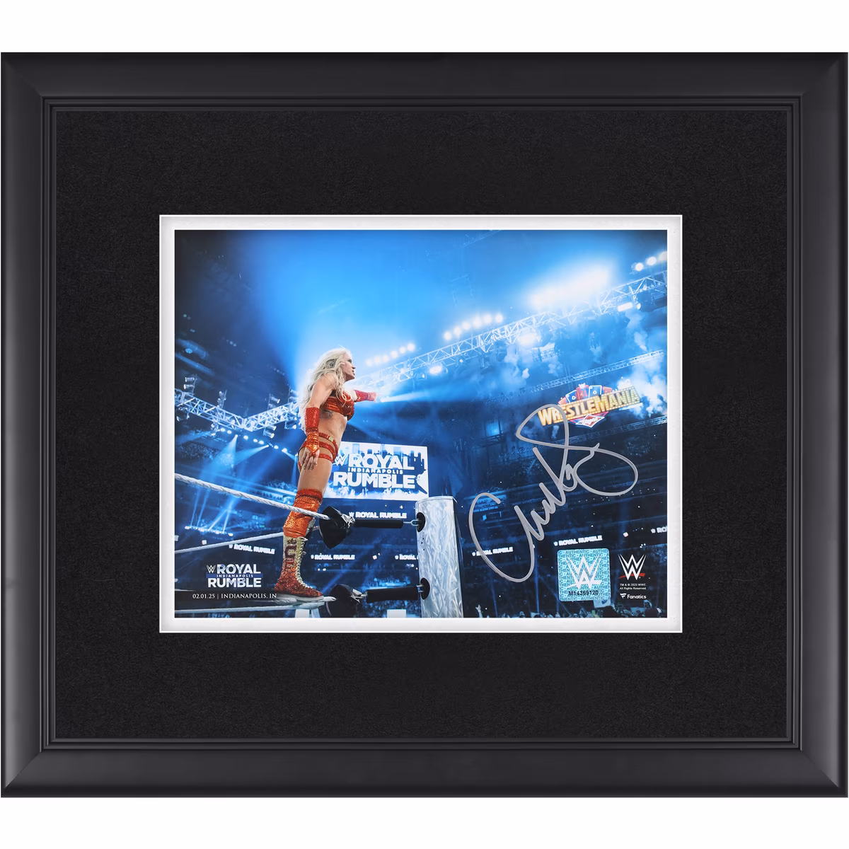 Charlotte Flair WWE Autographed Framed 8" x 10" 2025 Royal Rumble Point Photograph 9 Charlotte Flair WWE Autographed Framed 8" x 10" 2025 Royal Rumble Point Photograph