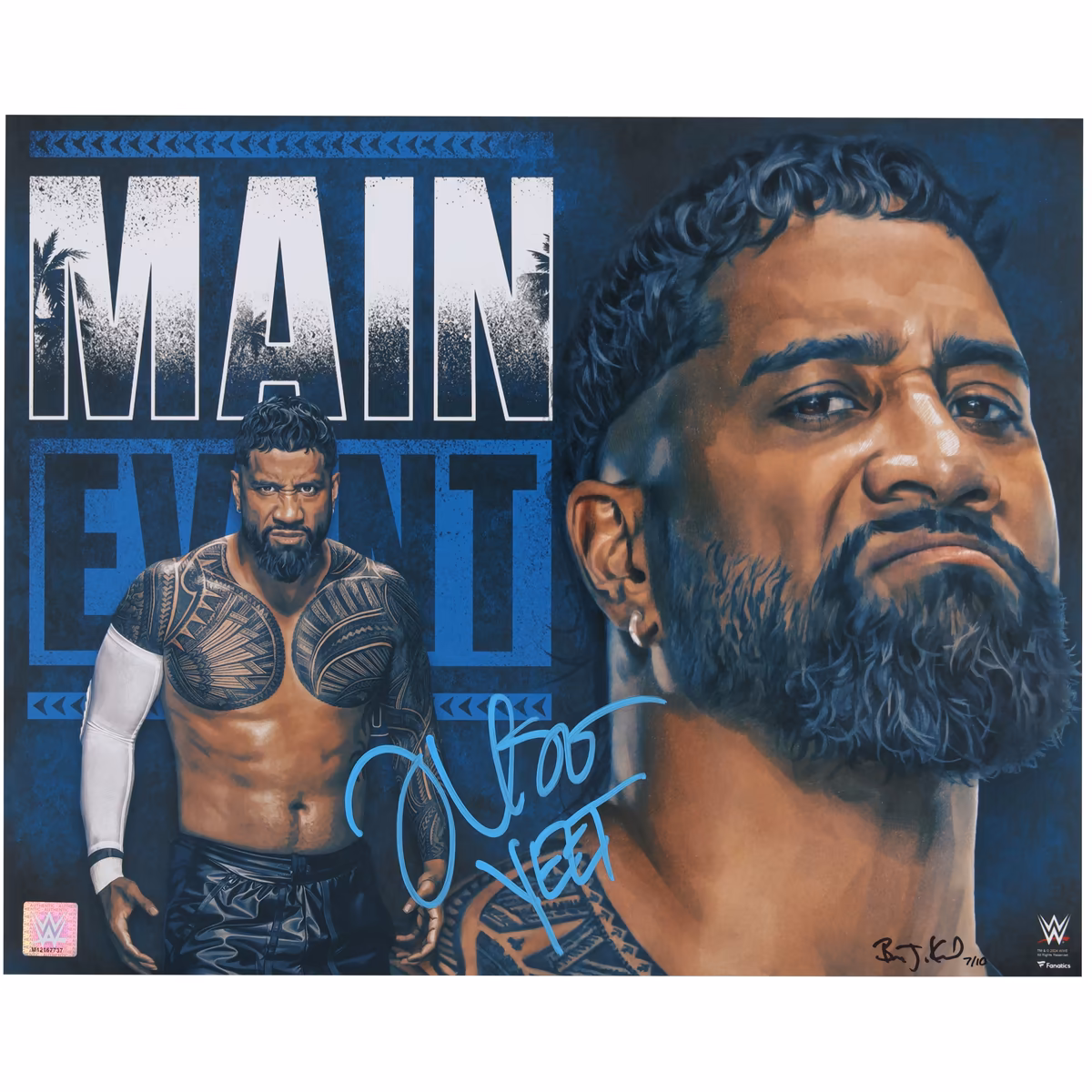 Jey Uso WWE Autographed 16" x 20" Photo Print with "Yeet" Inscription and Art by Brian Konnick - Limited Edition of 10 6 Jey Uso WWE Autographed 16" x 20" Photo Print with "Yeet" Inscription and Art by Brian Konnick - Limited Edition of 10