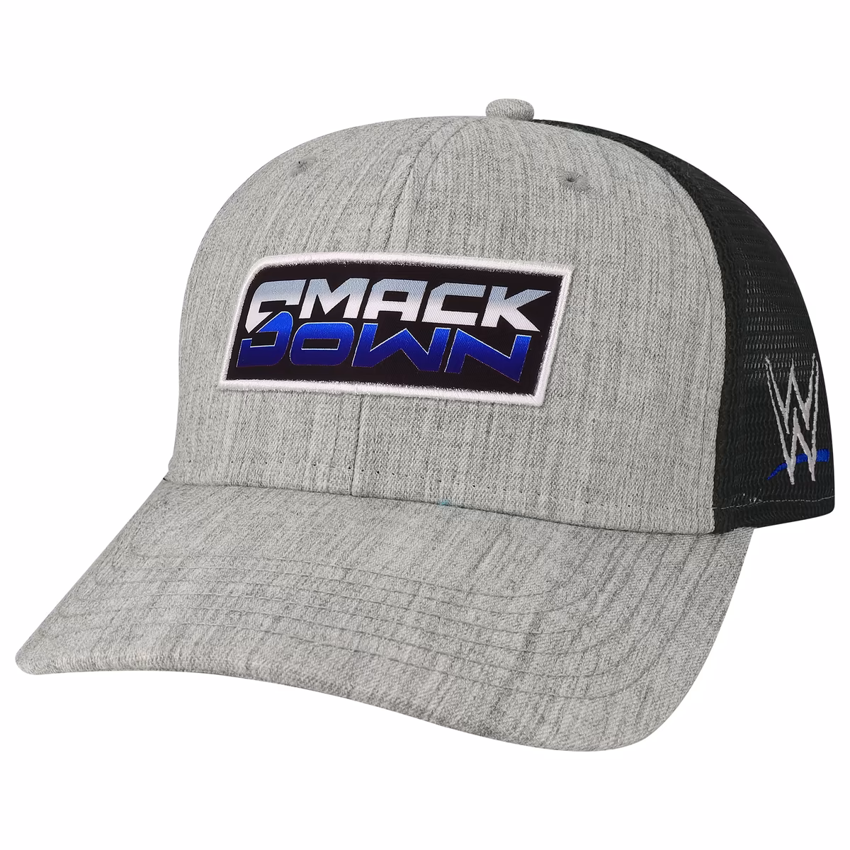 Men's Heather Gray/Black SmackDown Melange Mid-Pro Trucker Snapback Hat