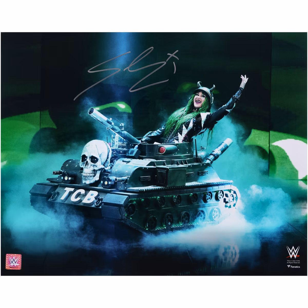Shotzi Blackheart WWE Autographed 16'' x 20'' Riding TCB Tank Photograph
