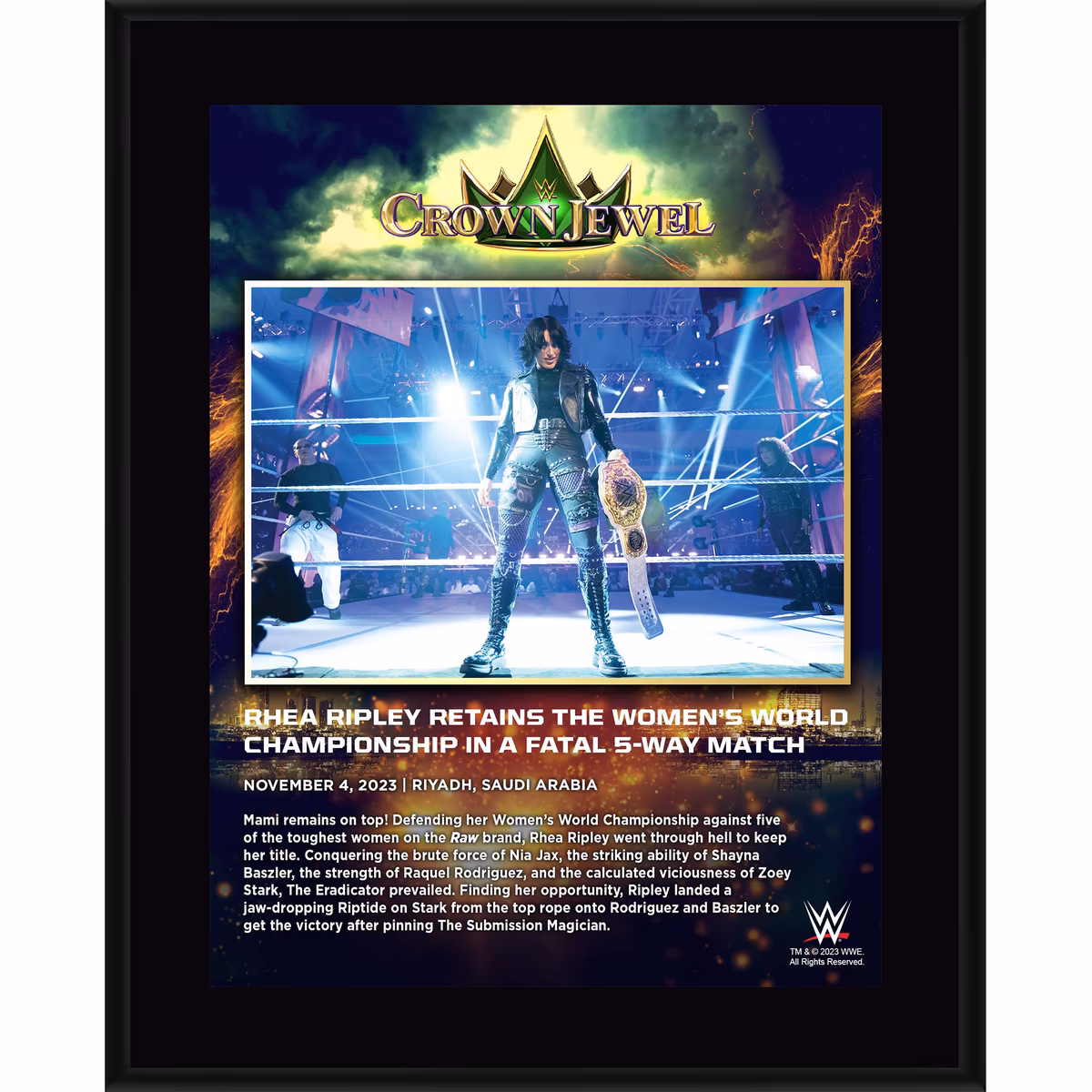 Rhea Ripley WWE 10.5" x 13" 2023 Crown Jewel Sublimated Plaque