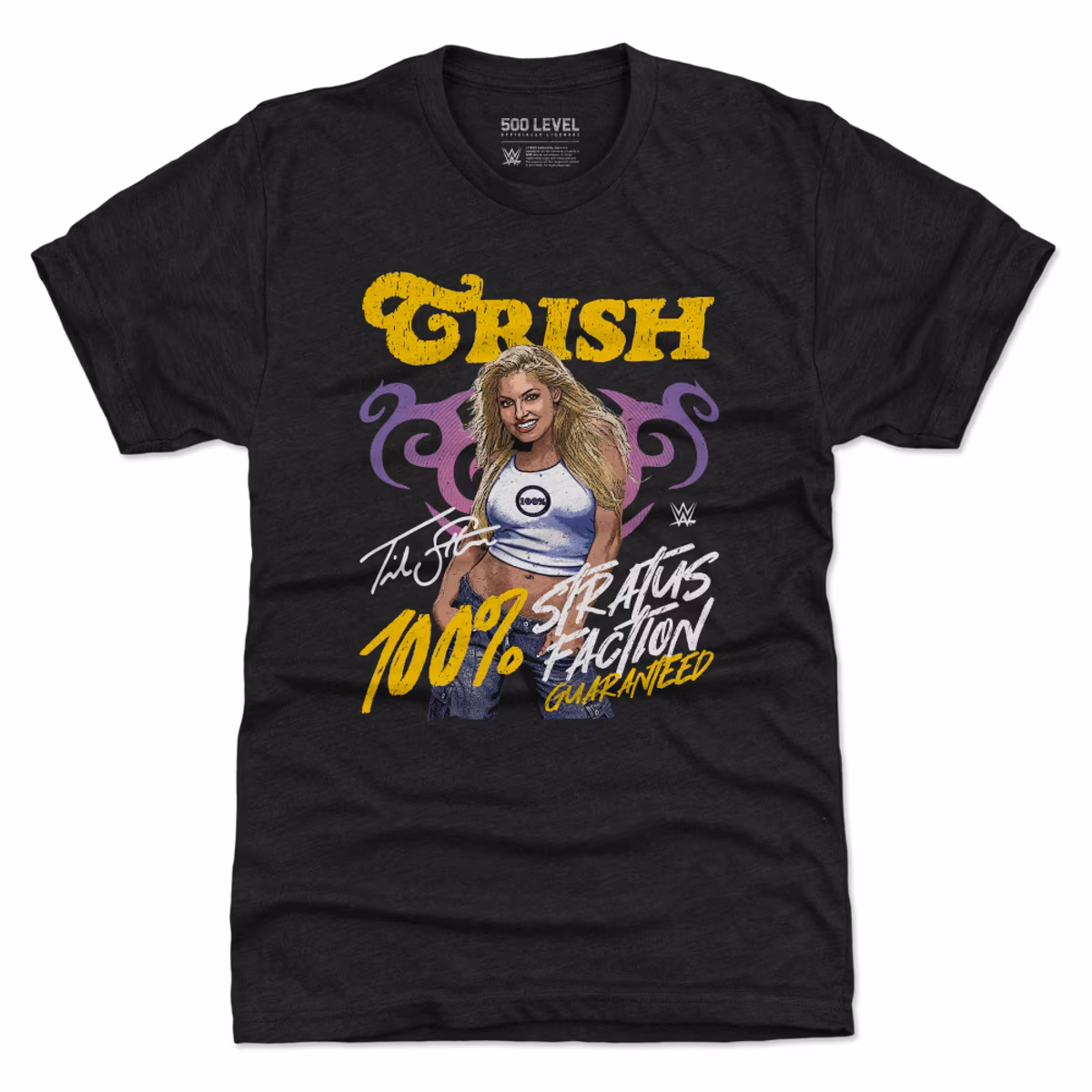 Men's 500 Level  Heather Black Trish Stratus Stratusfaction Premium Tri-Blend T-Shirt