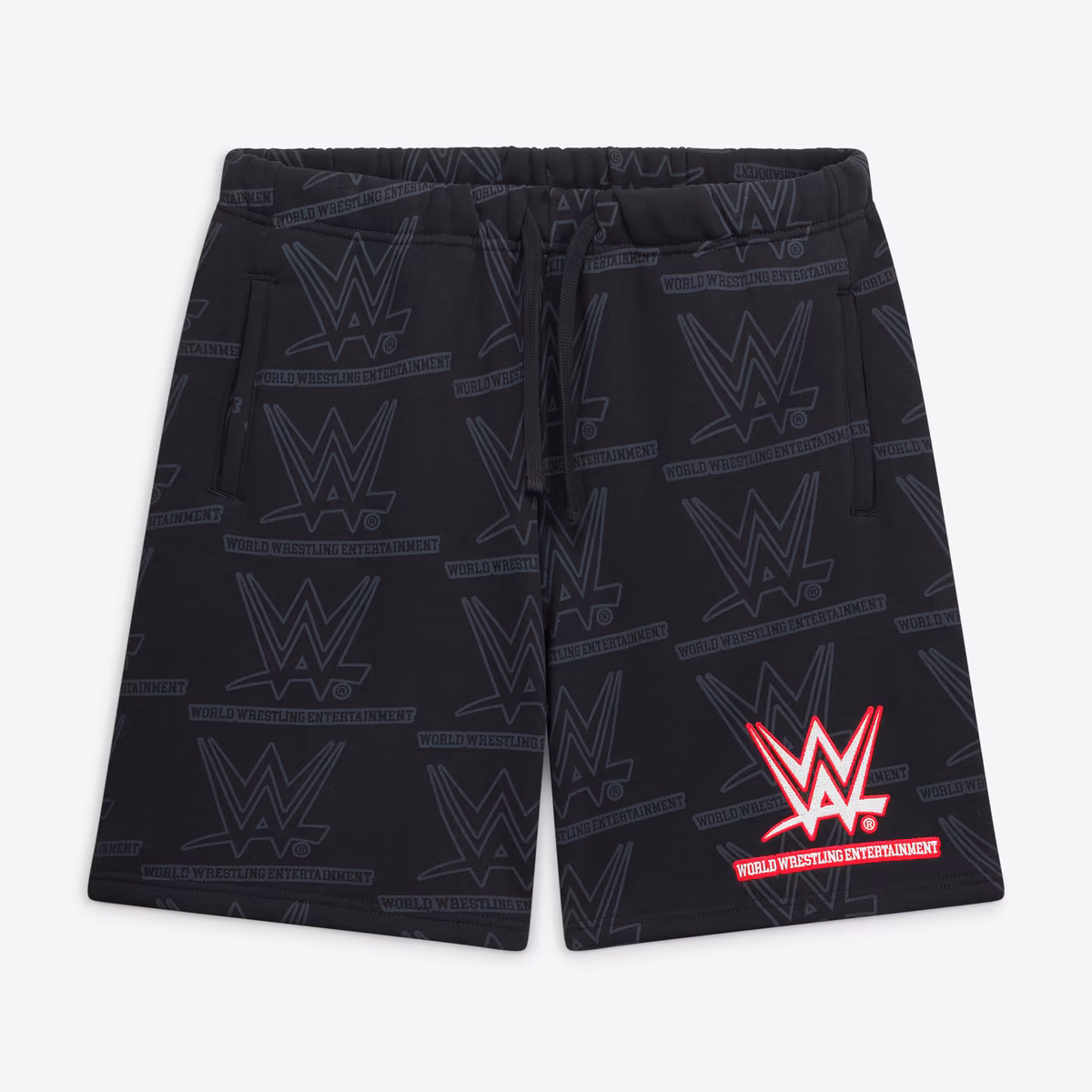 Men's Black WWE Stamped Fleece Shorts