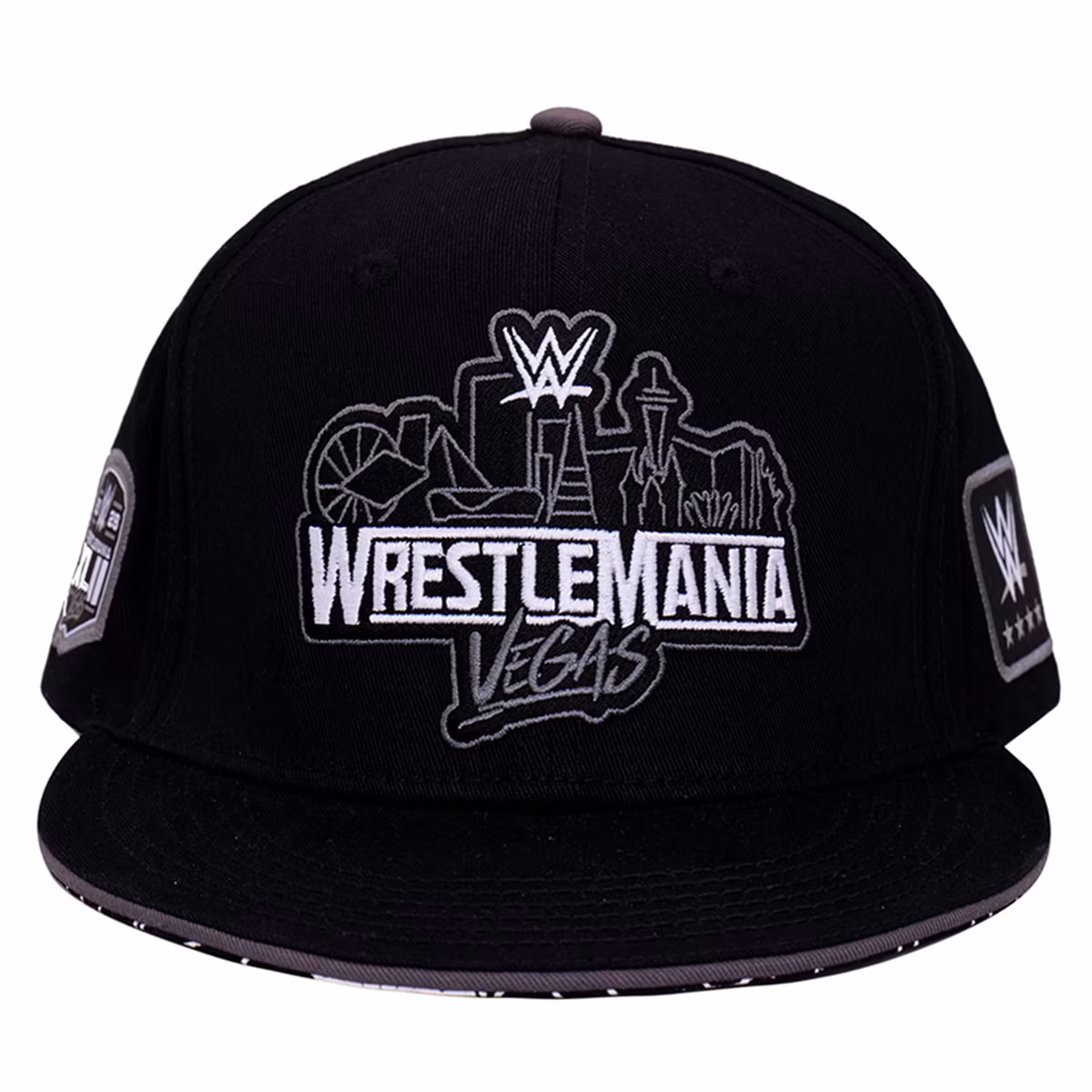 Men's Black WrestleMania 42 Logo Patch Flat Brim Snapback Hat 3 Men's Black WrestleMania 42 Logo Patch Flat Brim Snapback Hat