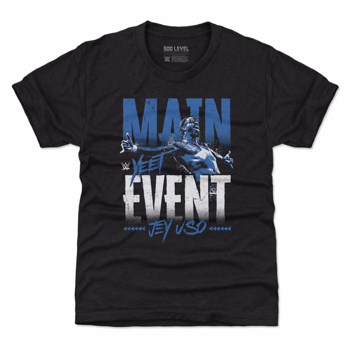 Youth 500 Level Heather Black Jey Uso Main Event T-Shirt 9 Youth 500 Level Heather Black Jey Uso Main Event T-Shirt