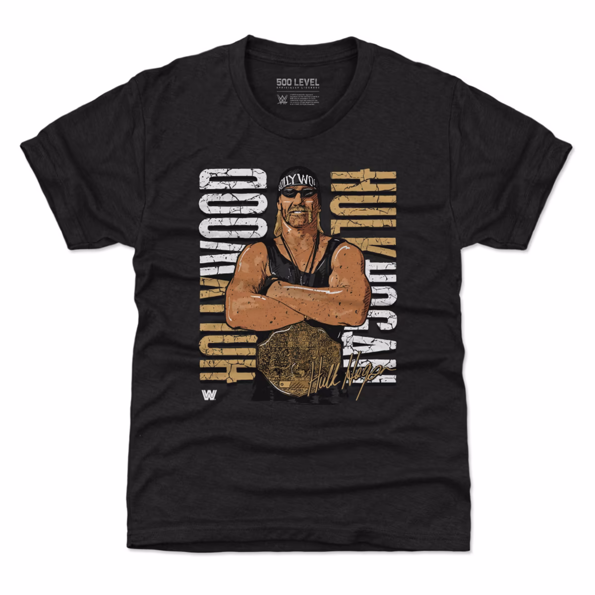 Youth 500 Level Heather Black Hulk Hogan Hollywood Championship T-Shirt